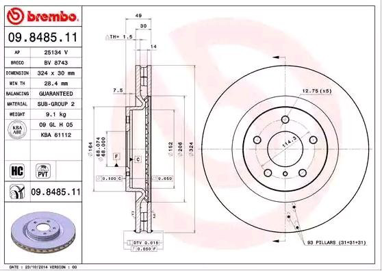 09848511 Brembo Disco do freio dianteiro