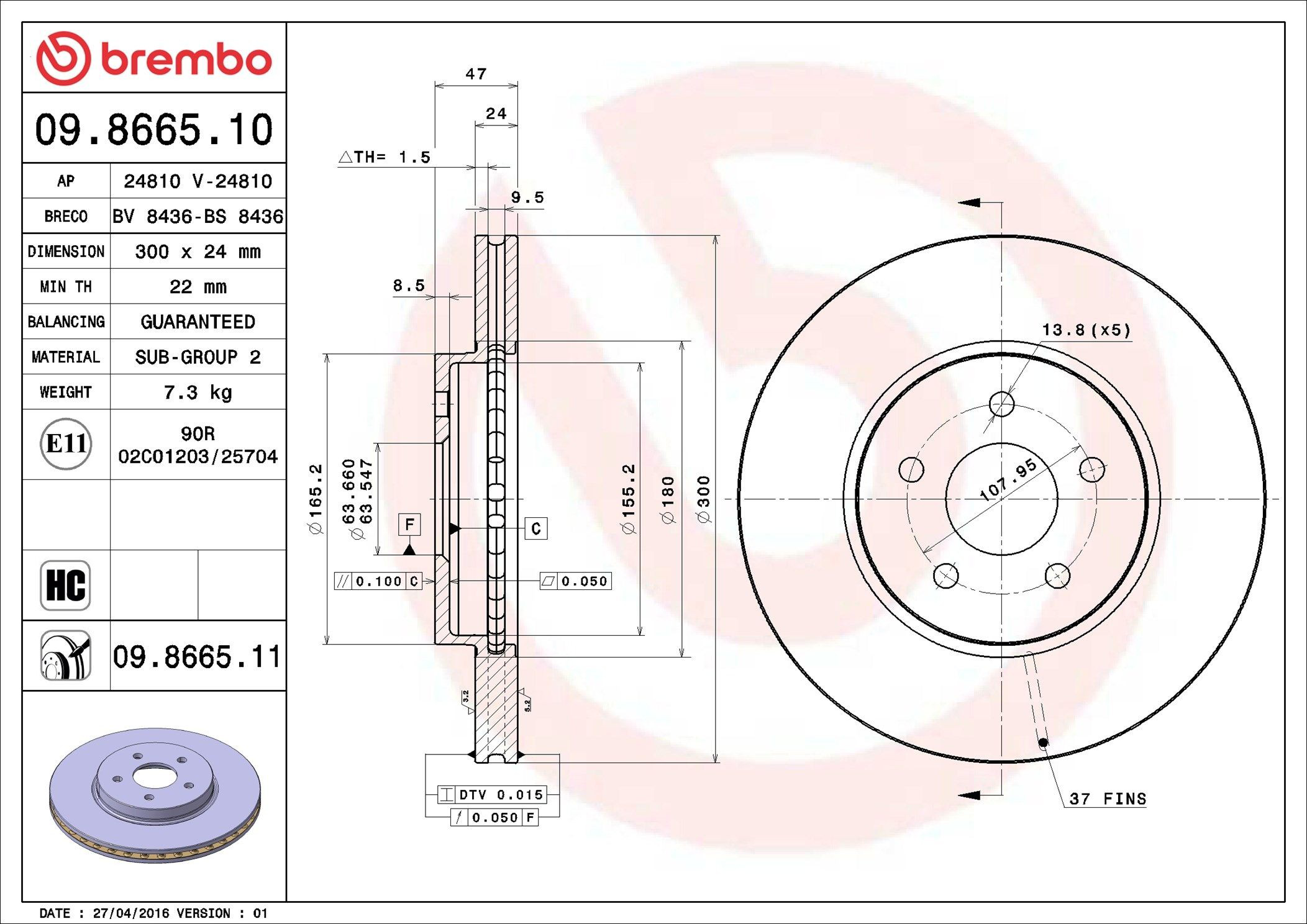 Disco do freio dianteiro Brembo 09866511 preço, a partir de 49,14 USD