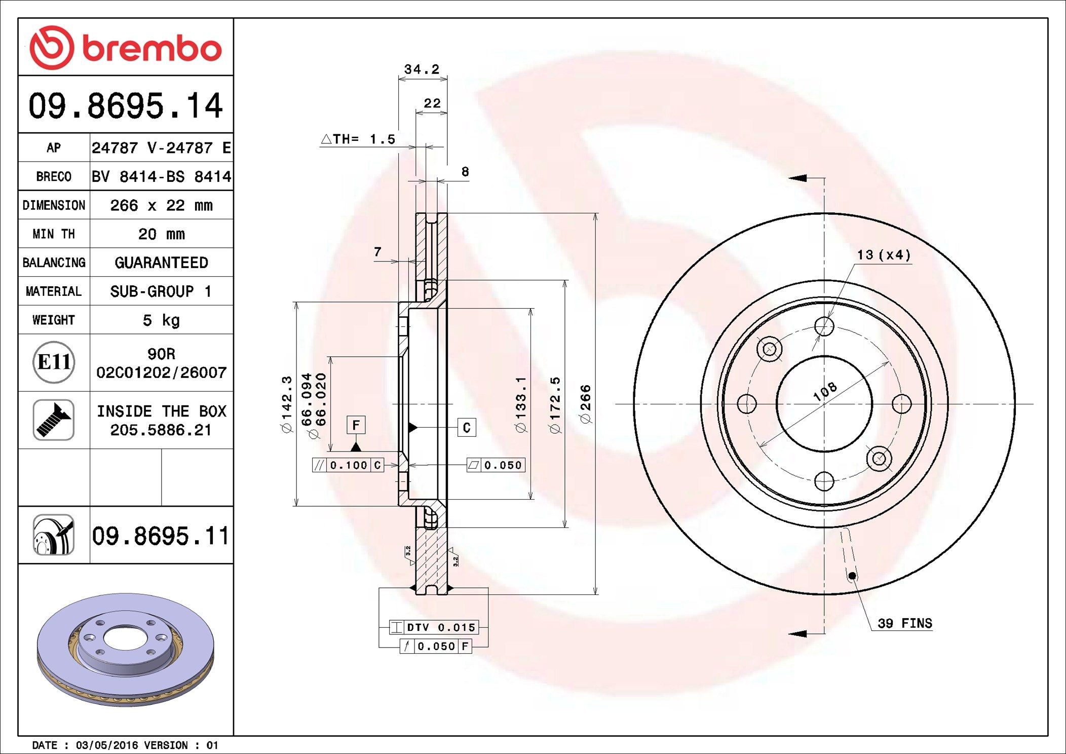 Compre 09869511 Brembo Disco do freio dianteiro