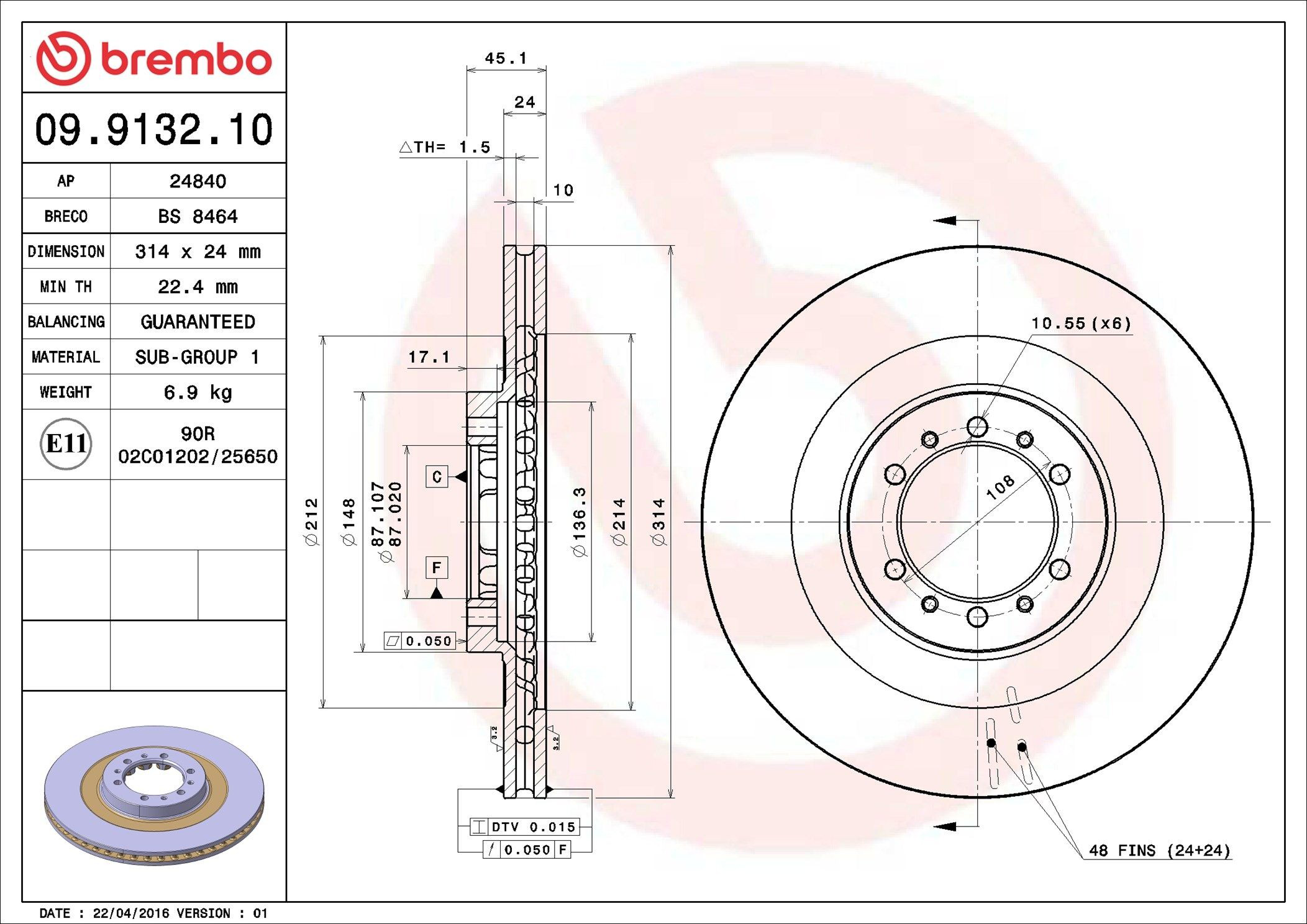 Disco do freio dianteiro Brembo 09913210 preço, a partir de 76,43 USD