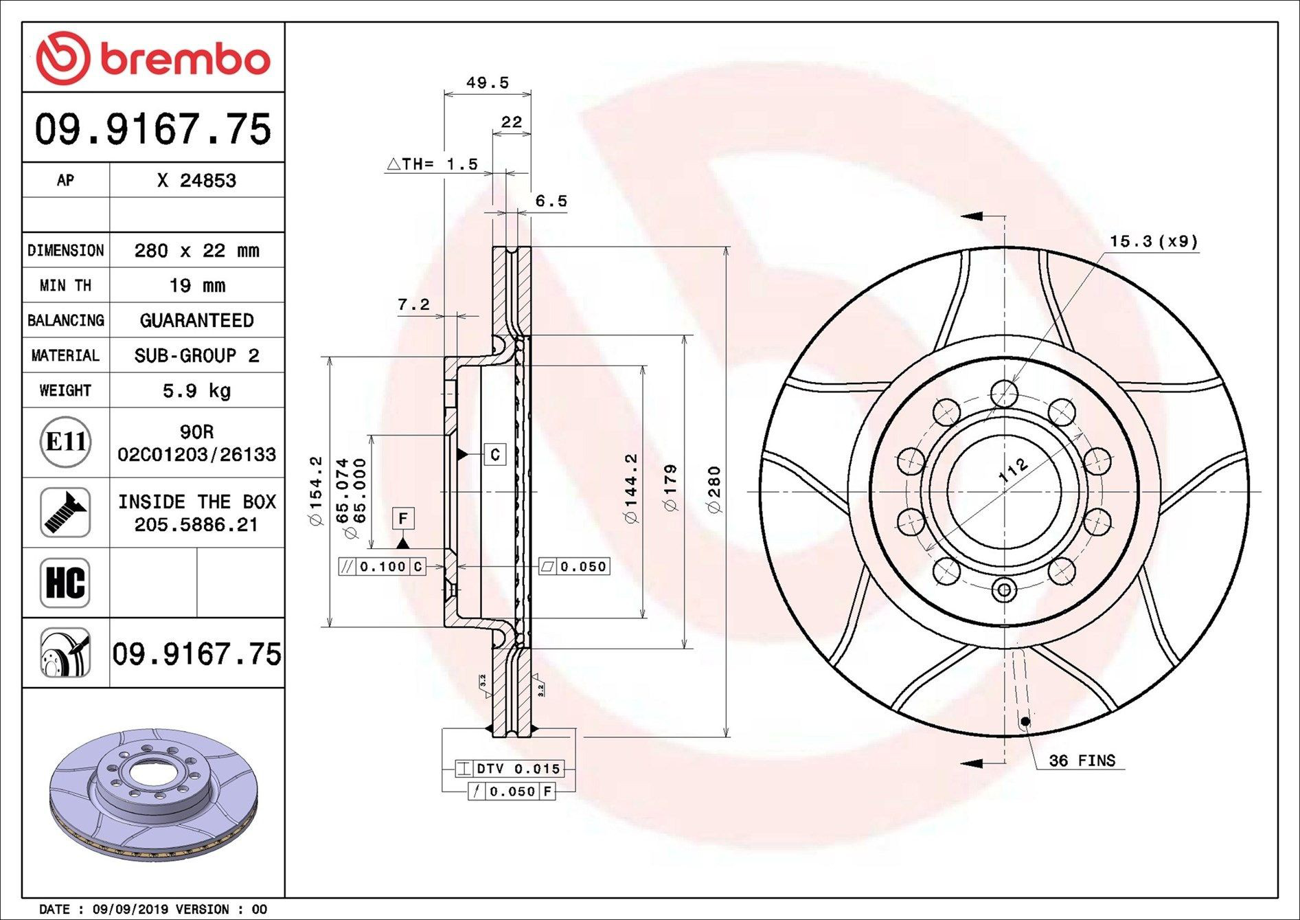 Compre 09916775 Brembo Disco do freio dianteiro