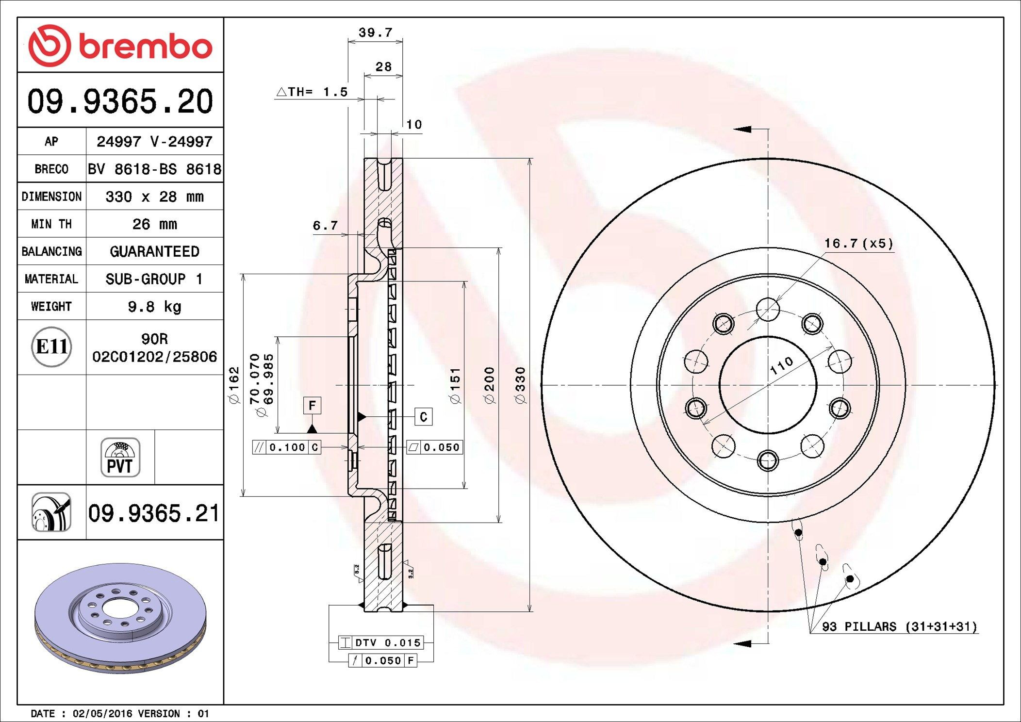Compre 09936521 Brembo Disco do freio dianteiro