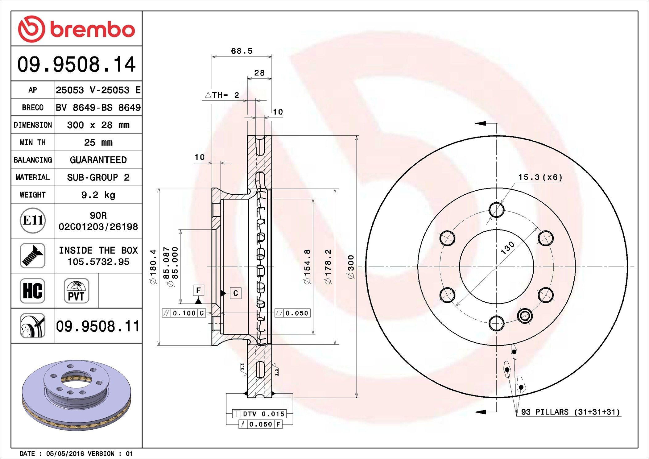 Compre 09950811 Brembo Disco do freio dianteiro
