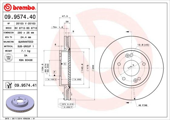 Compre 09957440 Brembo Disco do freio dianteiro