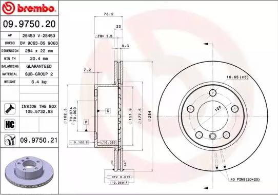 09975021 Brembo Disco do freio dianteiro