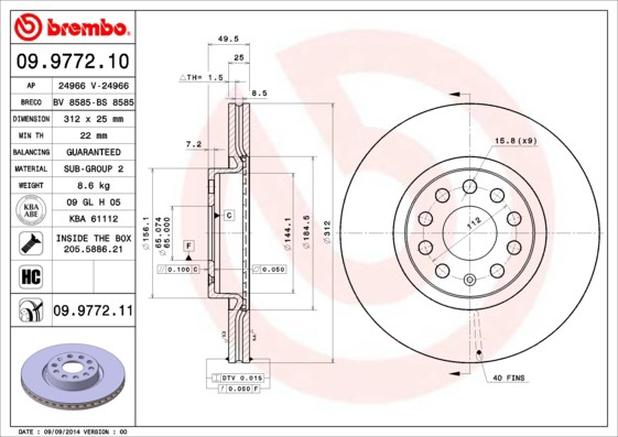 Compre 09977211 Brembo Disco do freio dianteiro