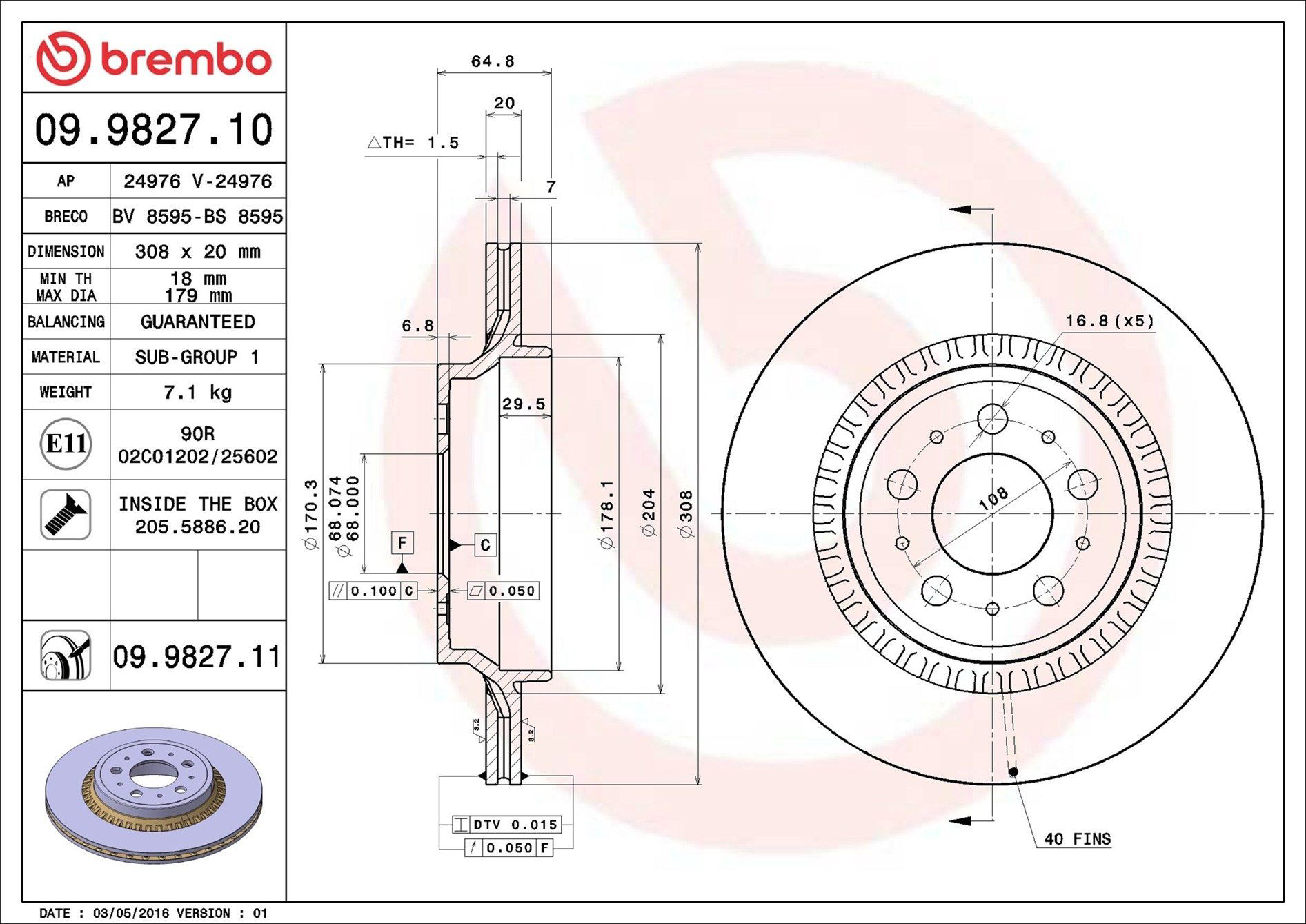 Disco do freio traseiro Brembo 09982711 preço, a partir de 44,78 USD