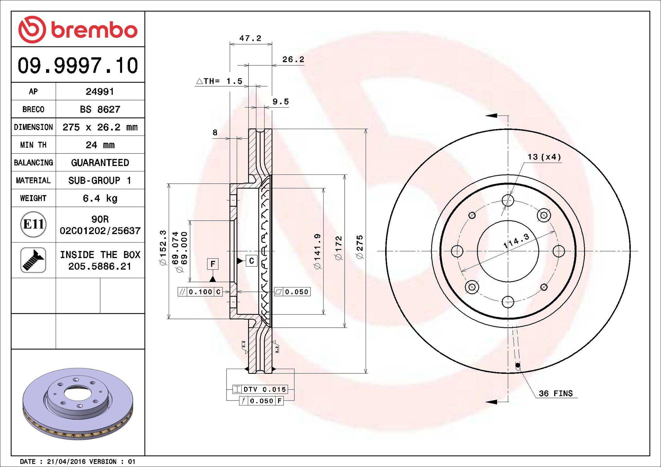 Disco do freio dianteiro Brembo 09999710 preço, a partir de 57,21 USD