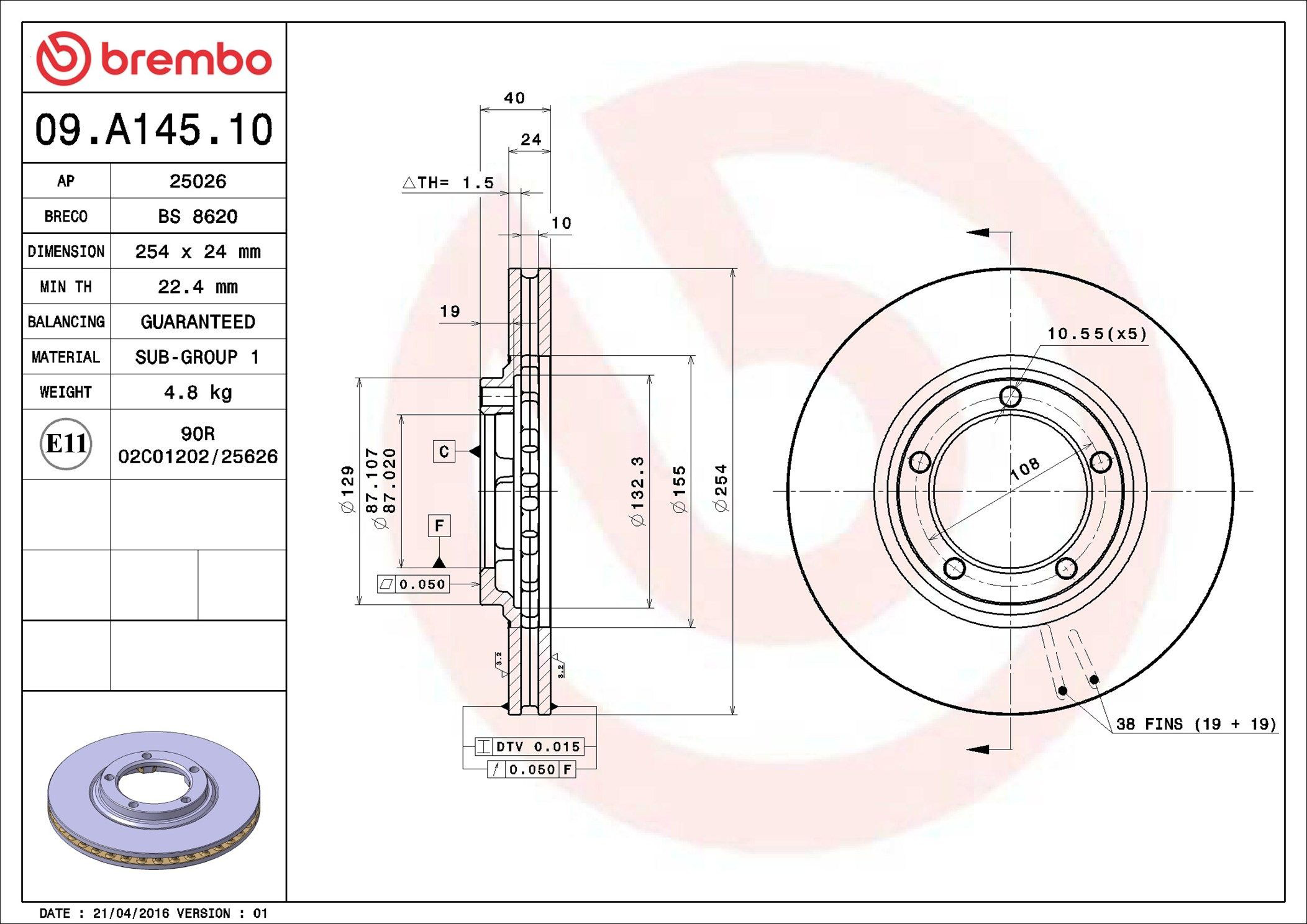 Disco do freio dianteiro Brembo 09A14510 preço, a partir de 63,64 USD