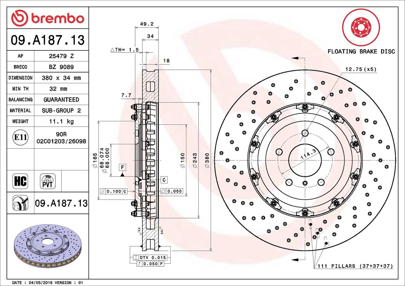 Compre 09A18713 Brembo Disco do freio dianteiro