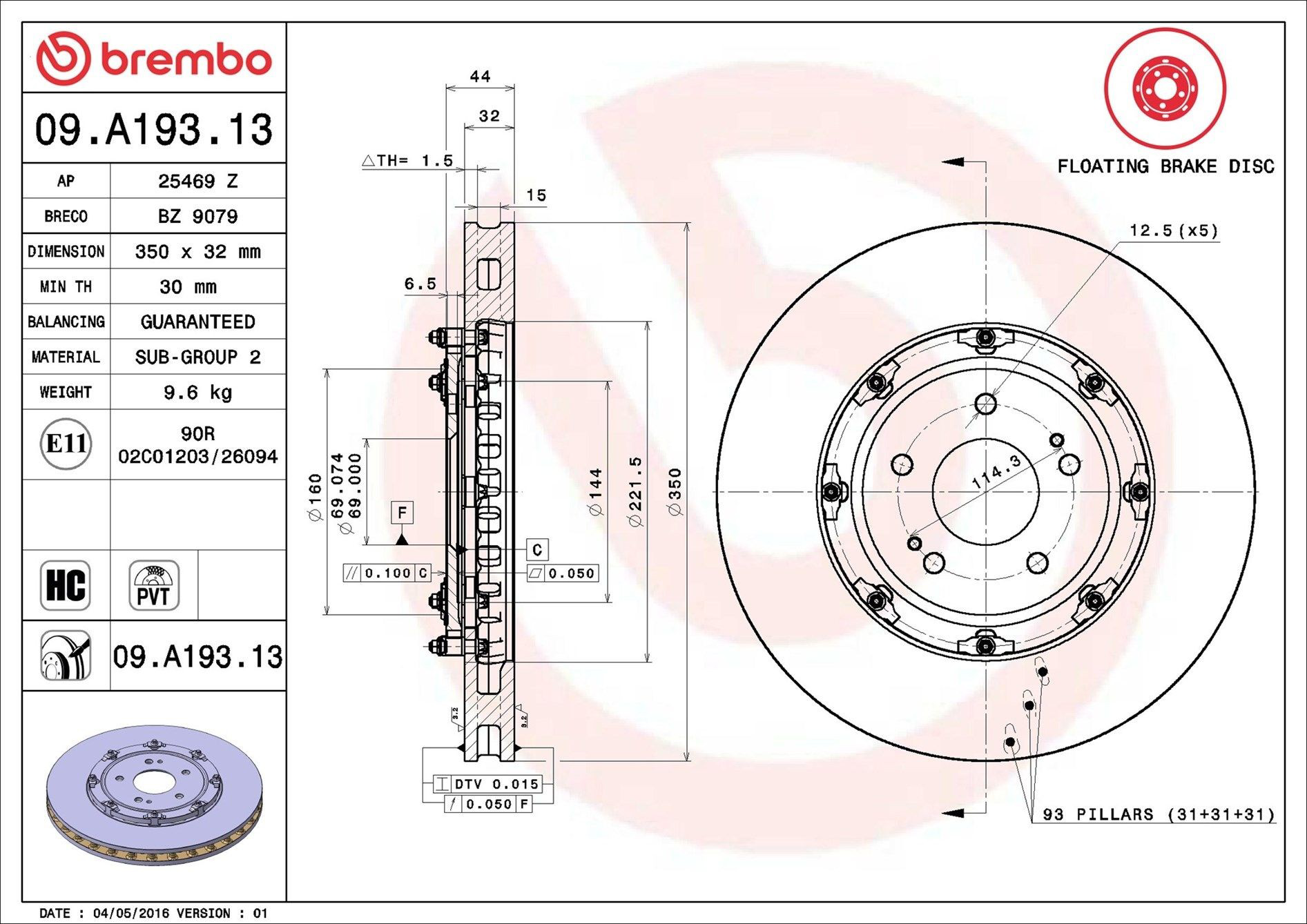 Compre 09A19313 Brembo Disco do freio dianteiro