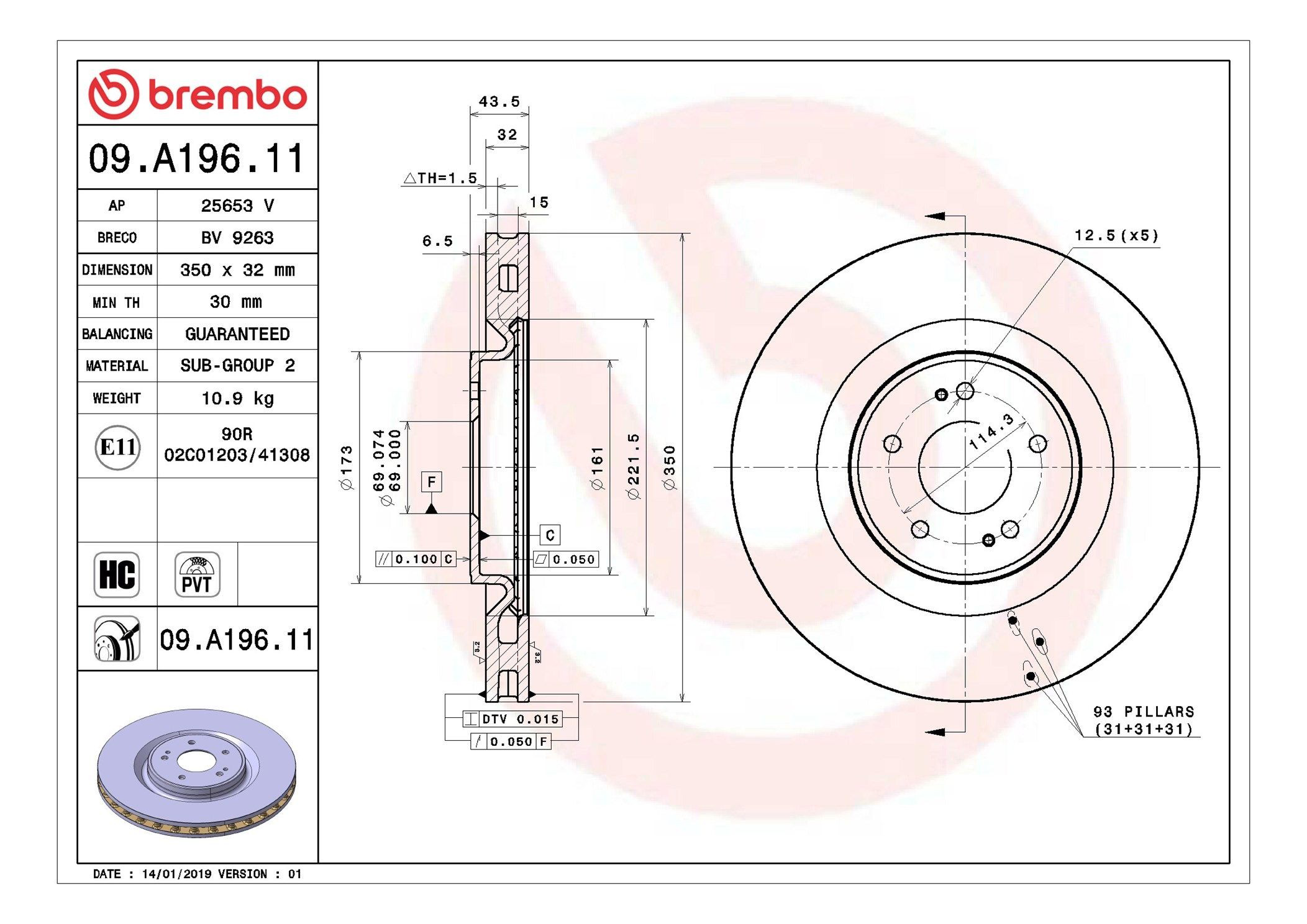 Compre 09A19611 Brembo Disco do freio dianteiro