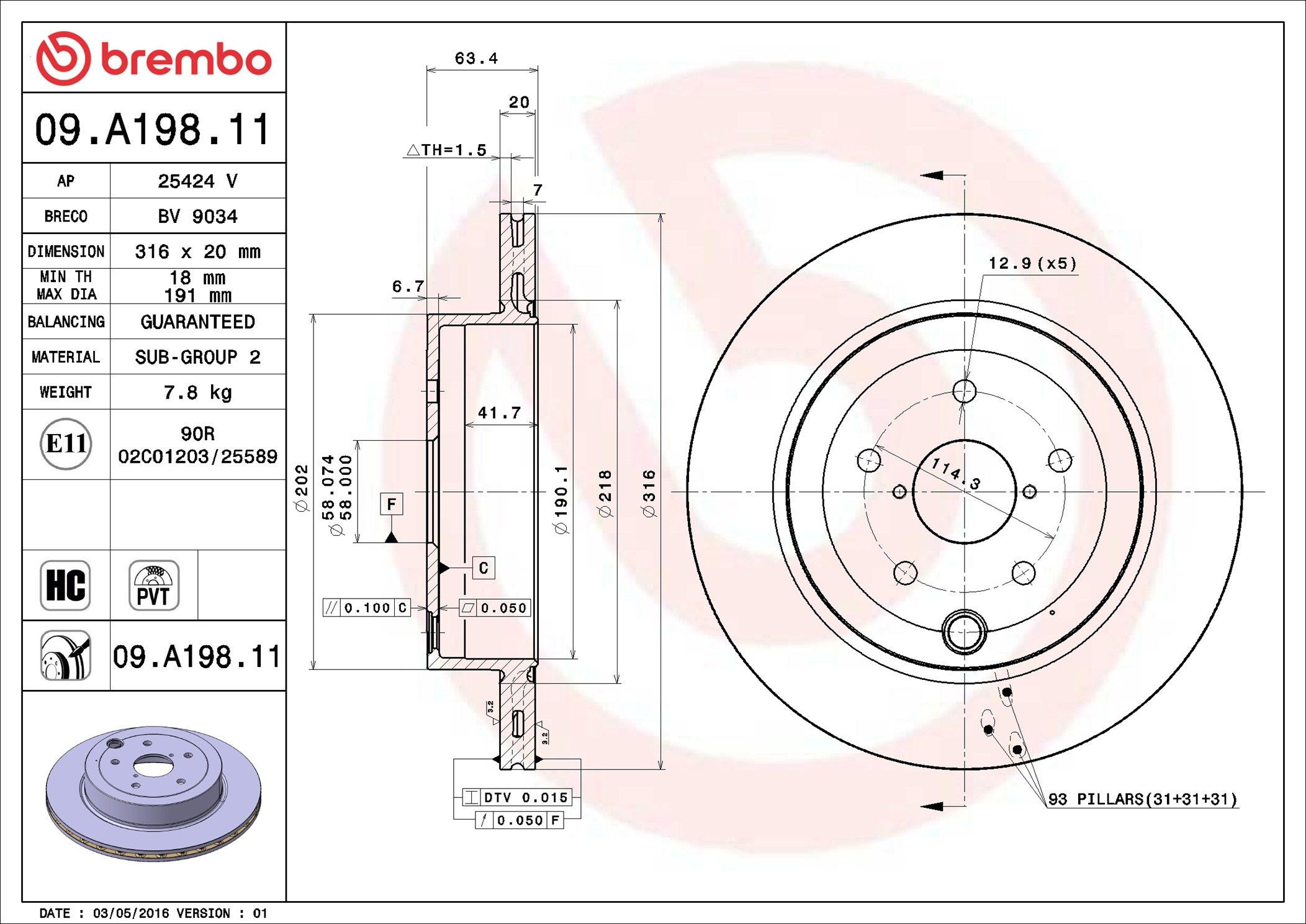 Disco do freio traseiro Brembo 09A19811 preço, a partir de 73,58 USD