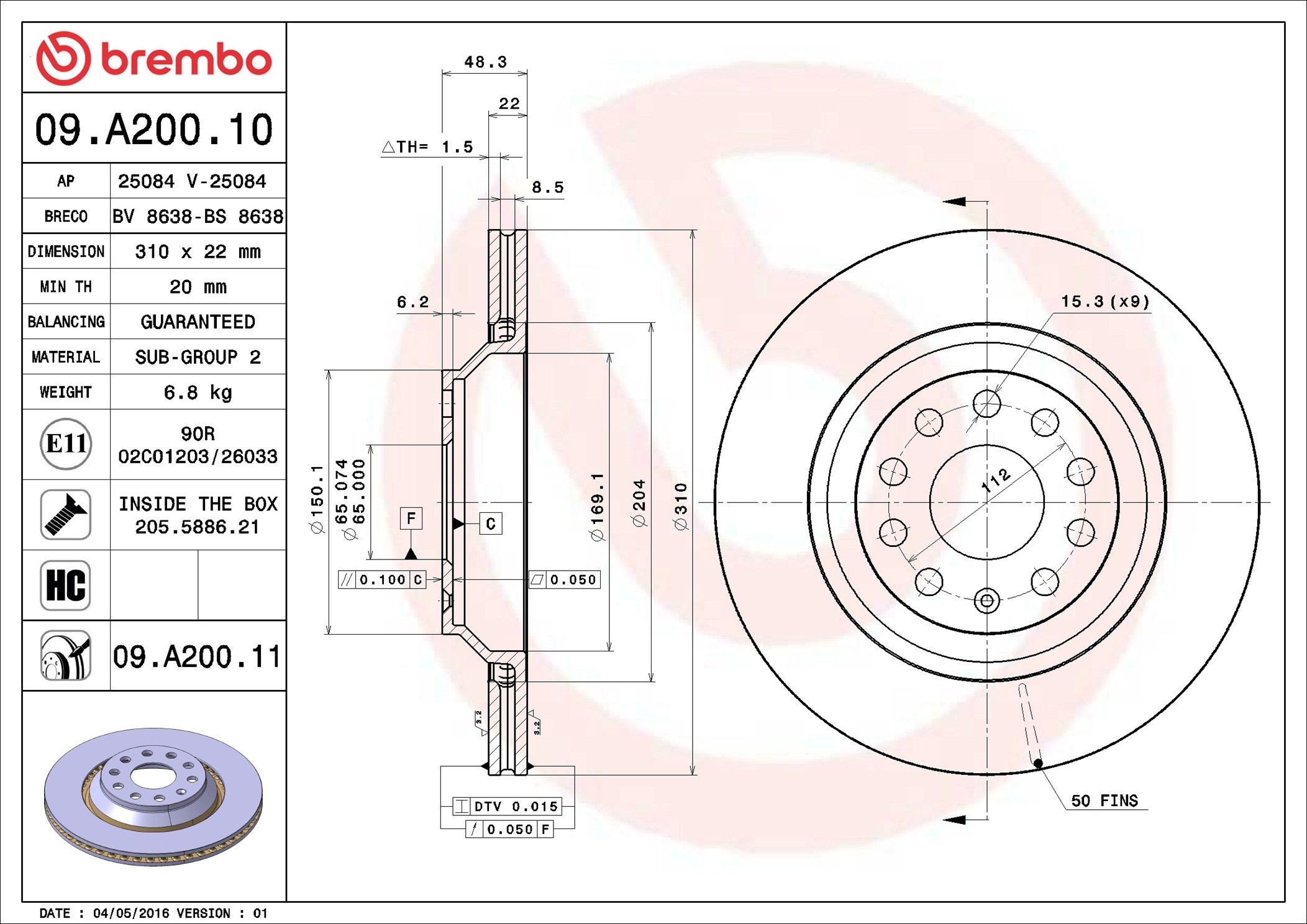 Disco do freio traseiro Brembo 09A20011 preço, a partir de 49,37 USD