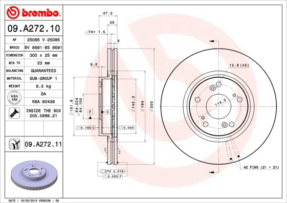 09A27211 Brembo Disco do freio dianteiro
