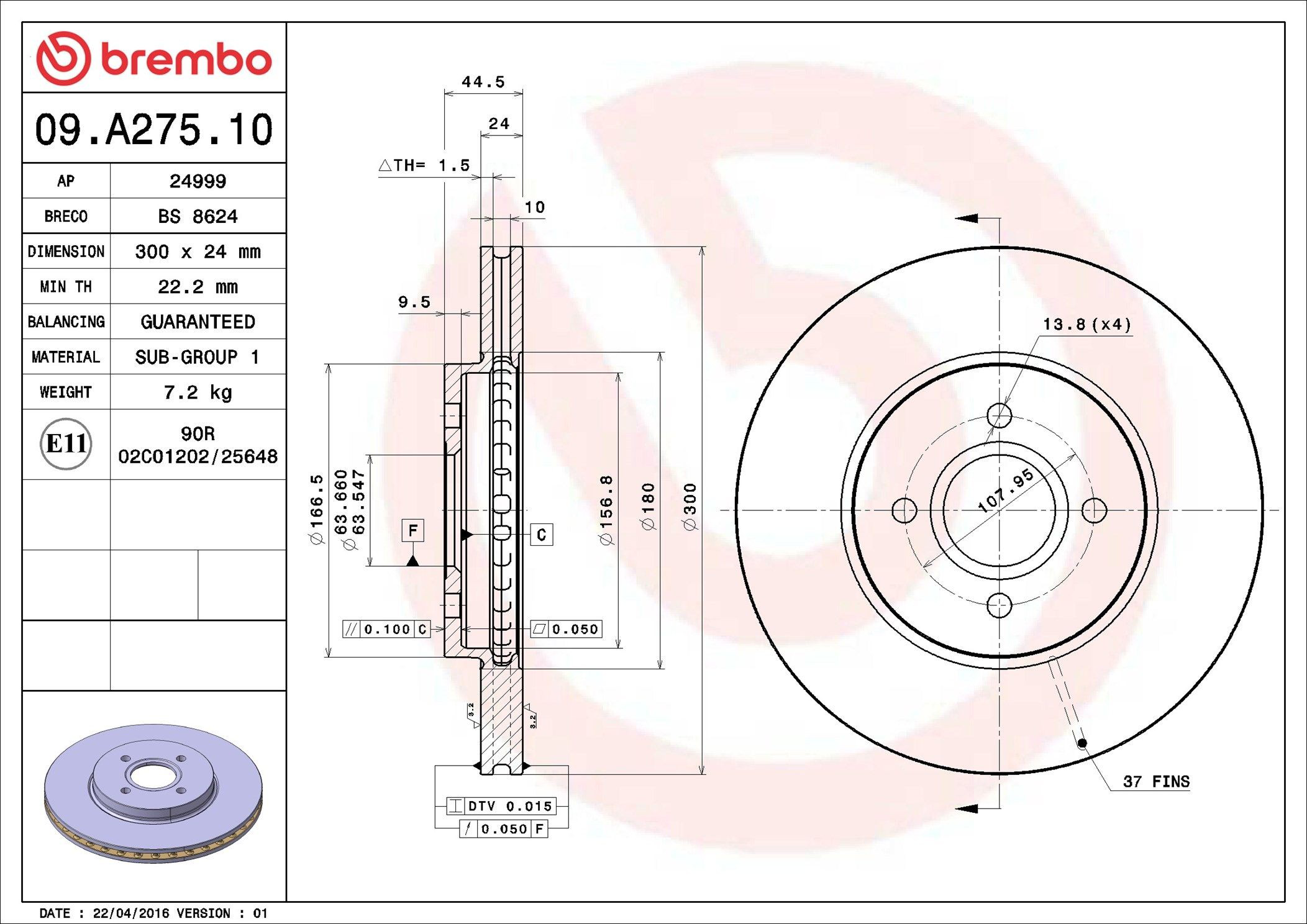 Disco do freio dianteiro Brembo 09A27510 preço, a partir de 58,17 USD