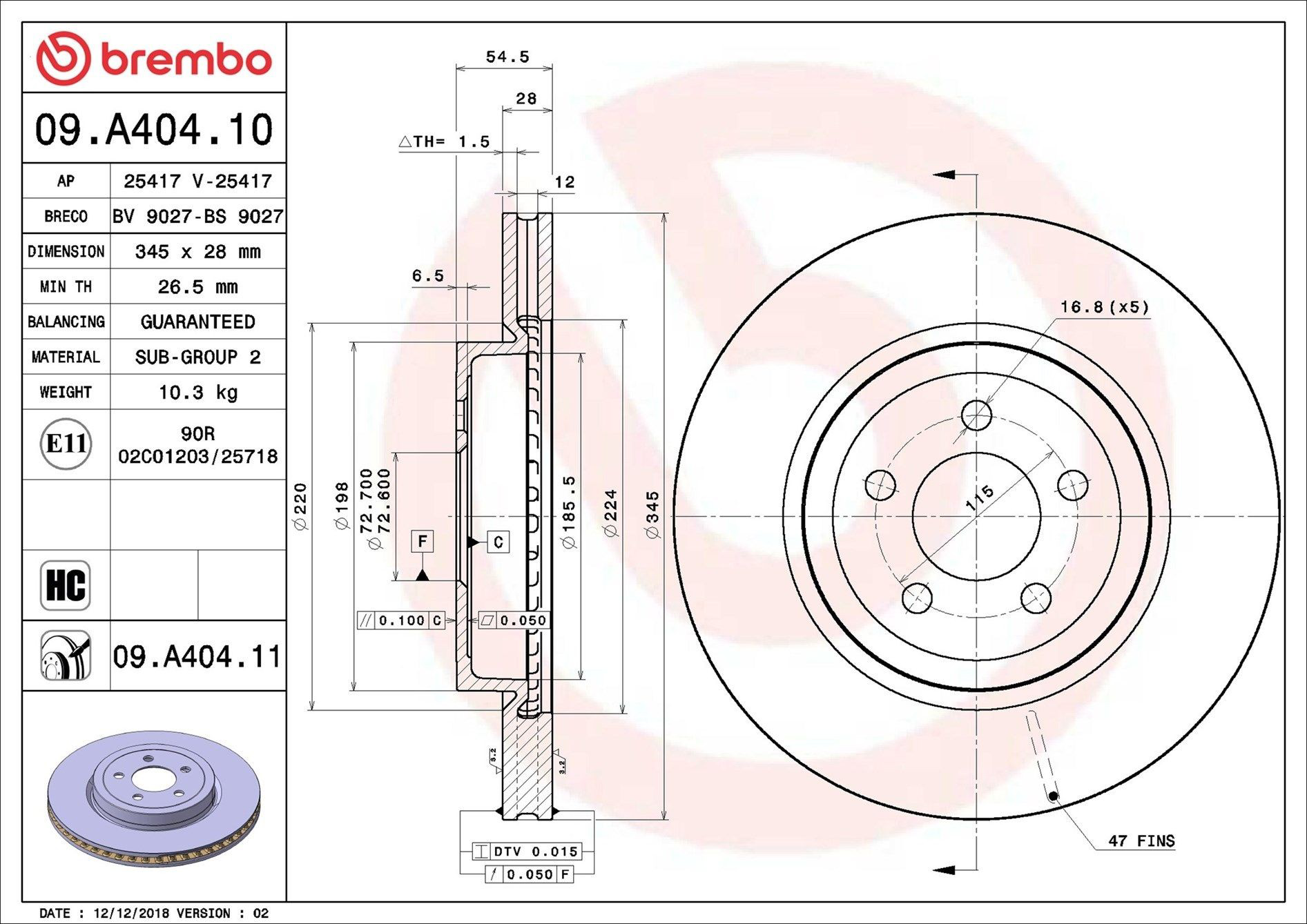 Disco do freio dianteiro Brembo 09A40411 preço, a partir de 60,36 USD