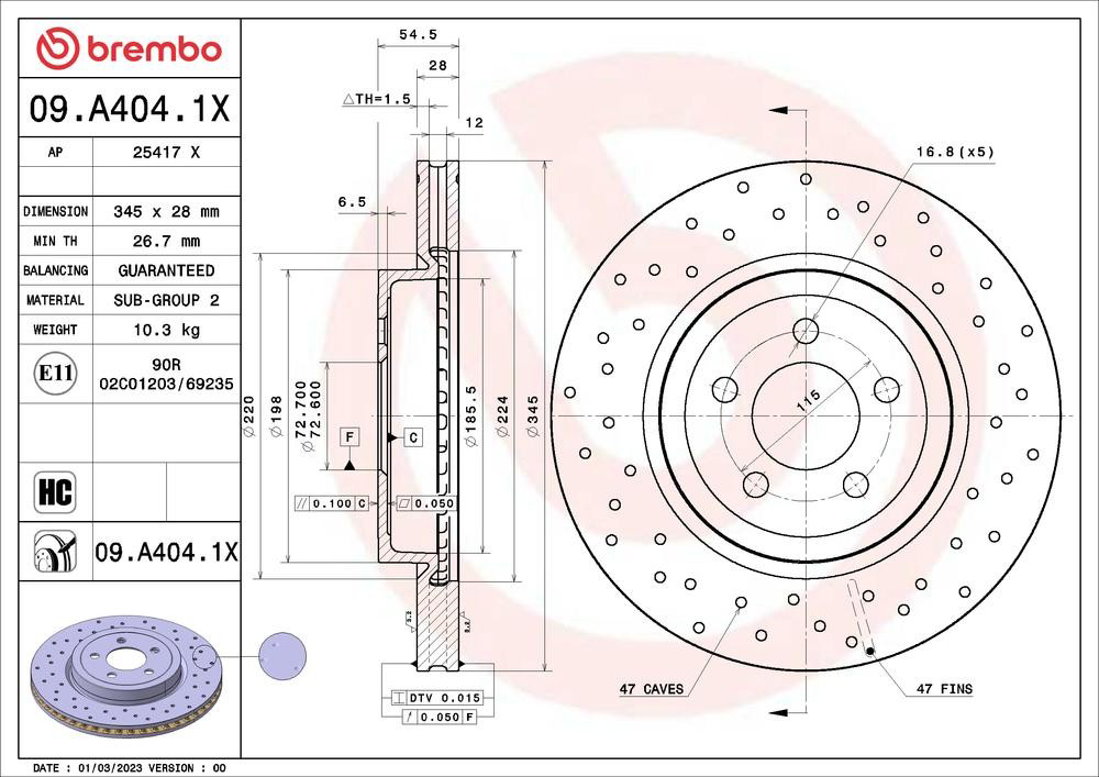 Compre 09A4041X Brembo Disco do freio dianteiro