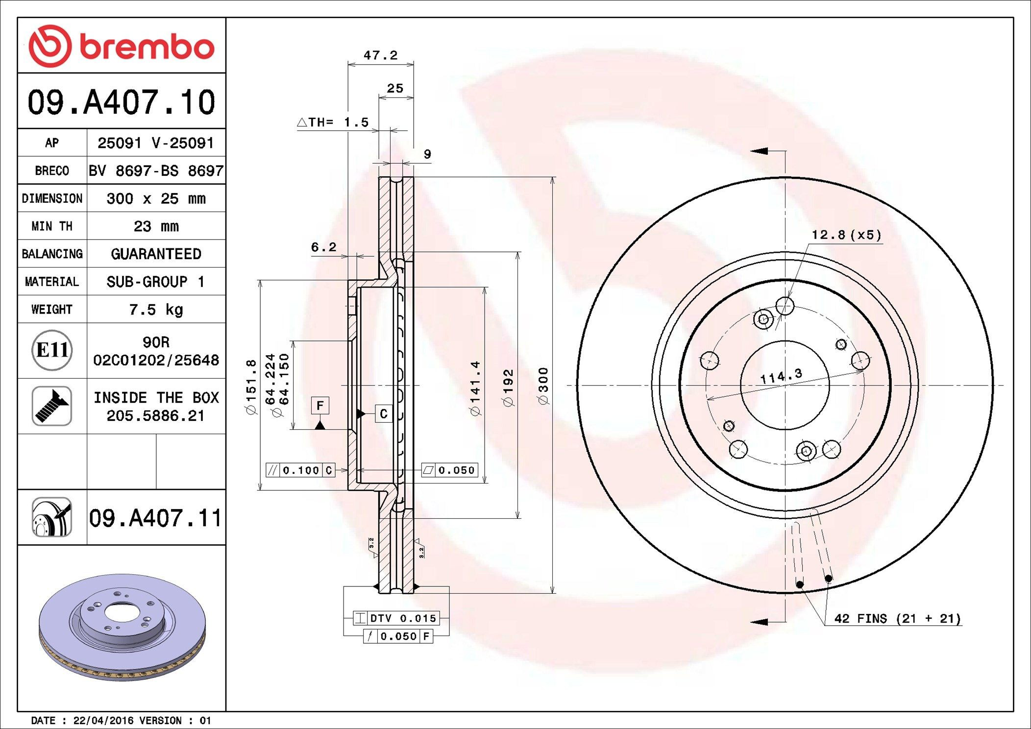 Disco do freio dianteiro Brembo 09A40710 preço, a partir de 56,69 USD