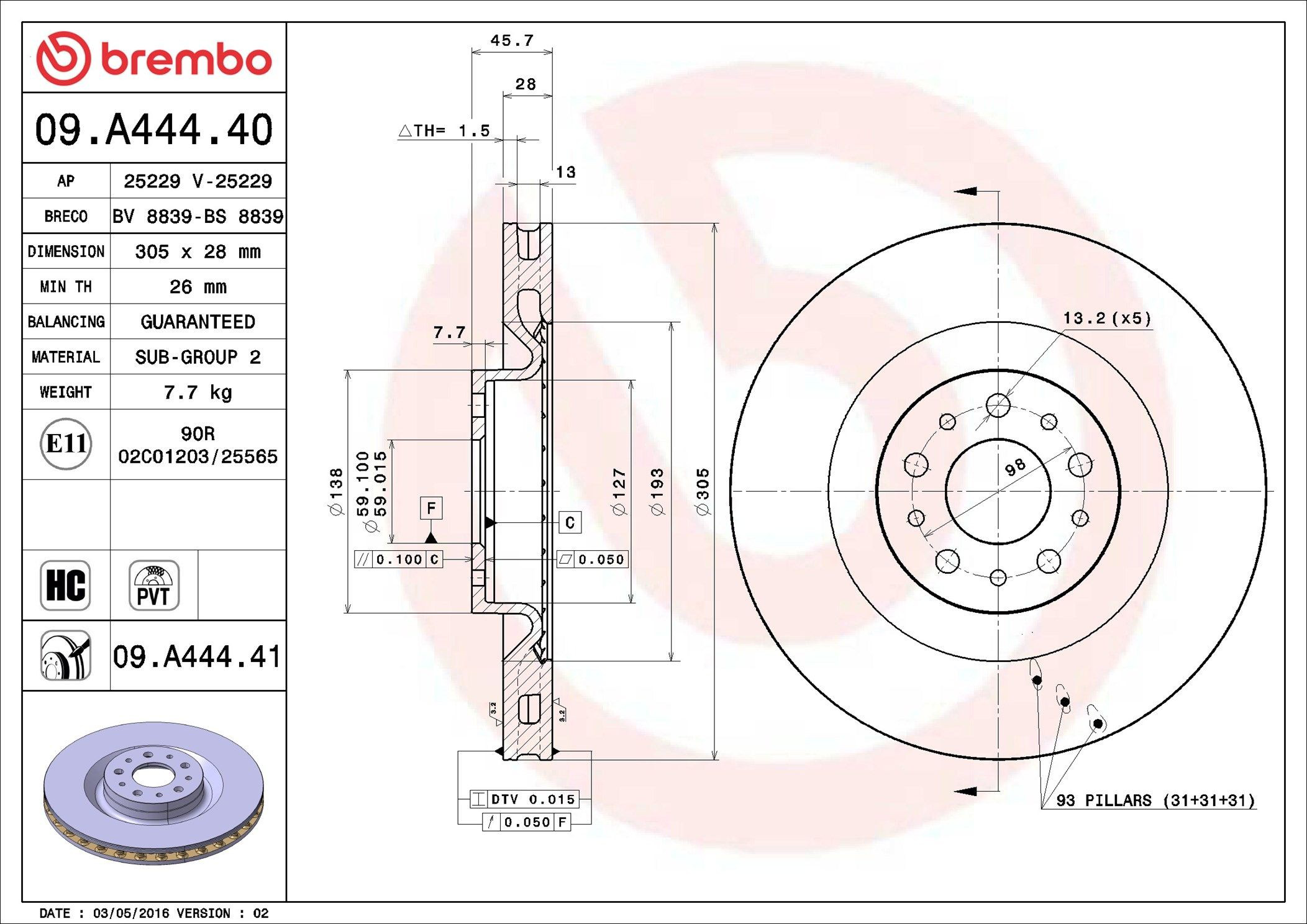 Compre 09A44441 Brembo Disco do freio dianteiro