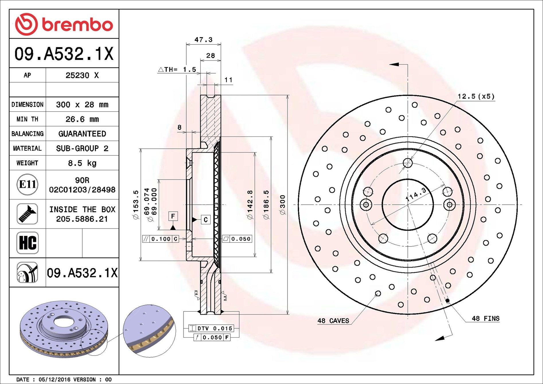 Compre 09A5321X Brembo Disco do freio dianteiro