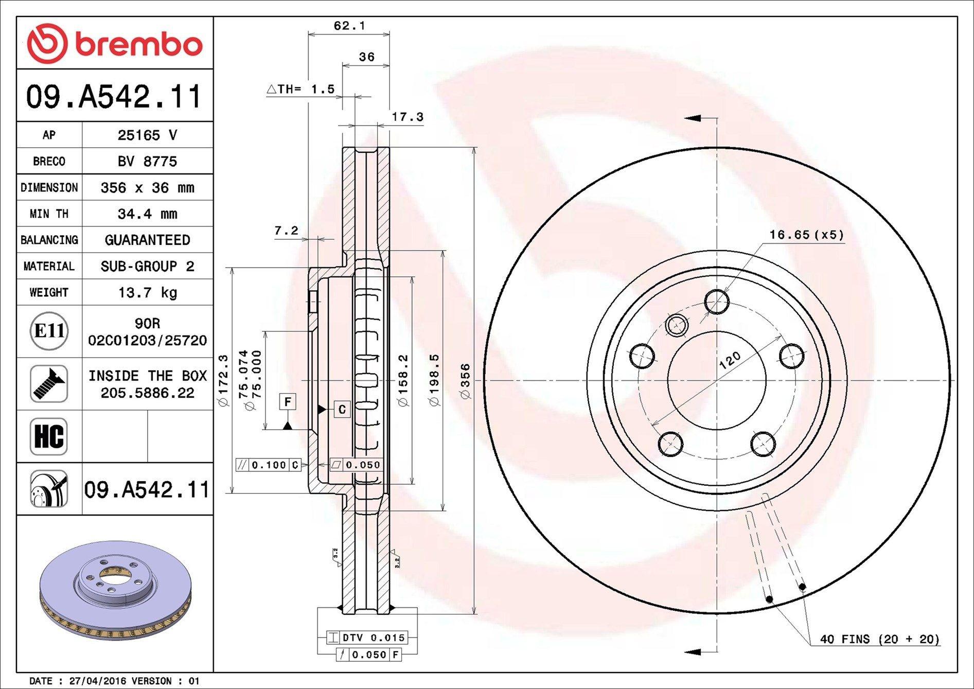 Compre 09A54211 Brembo Disco do freio dianteiro