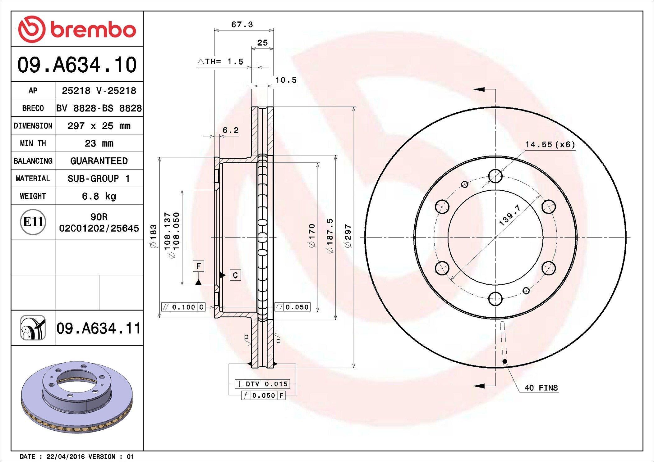 Compre 09A63410 Brembo Disco do freio dianteiro