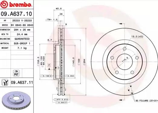 09A63711 Brembo Disco do freio dianteiro