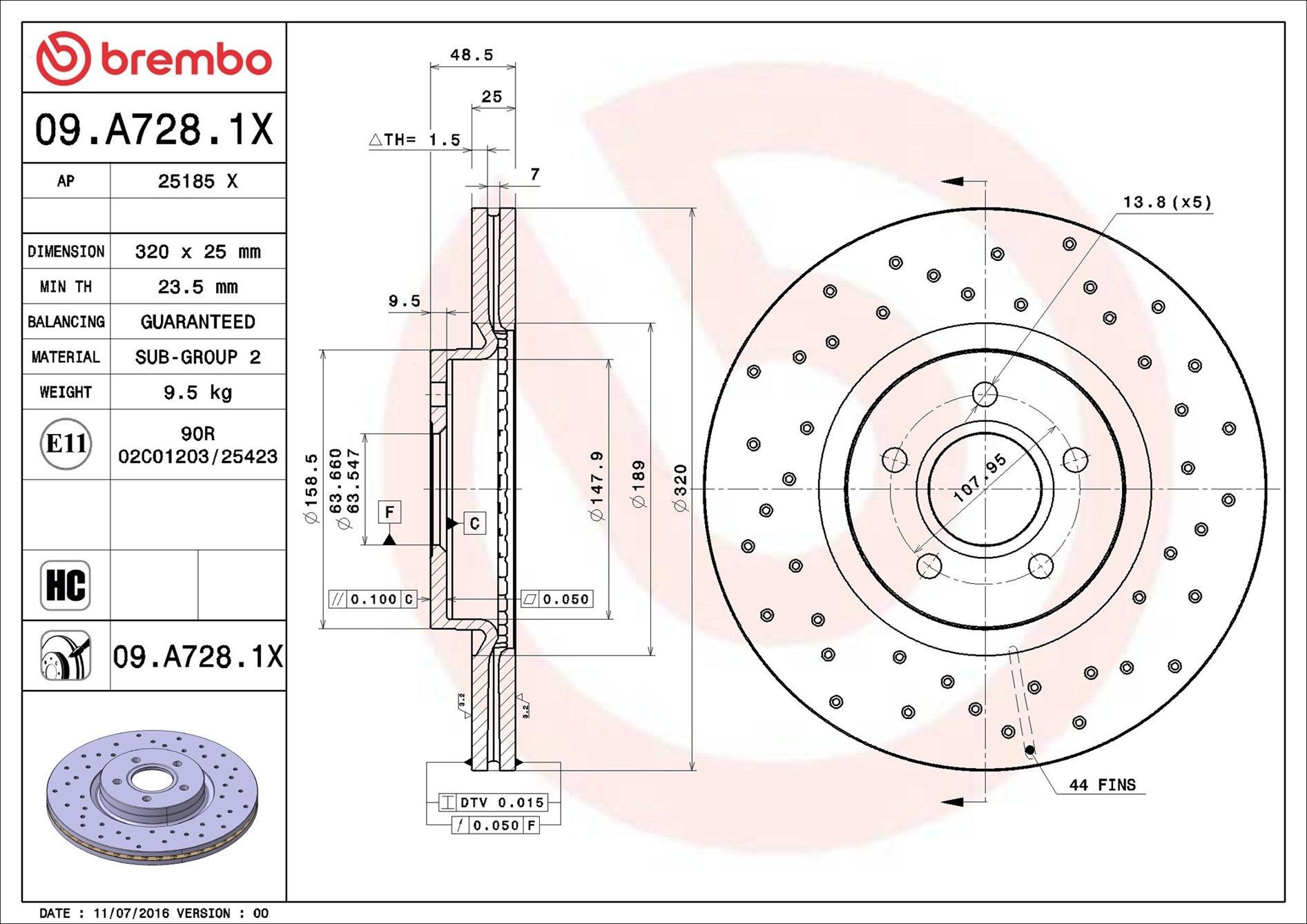 Disco do freio dianteiro Brembo 09A7281X preço, a partir de 64,81 USD