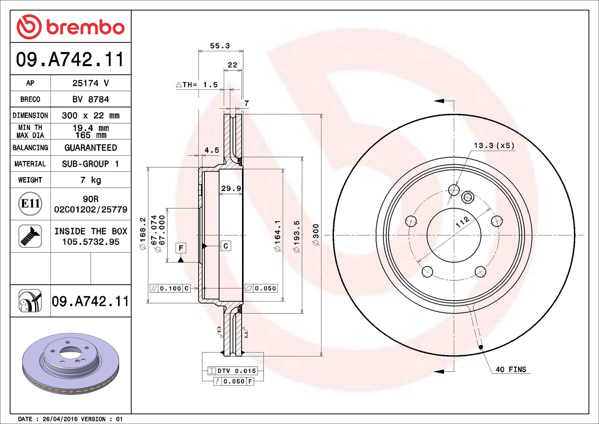 Compre 09A74211 Brembo Disco do freio traseiro