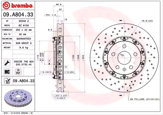 Disco do freio dianteiro Brembo 09A80433