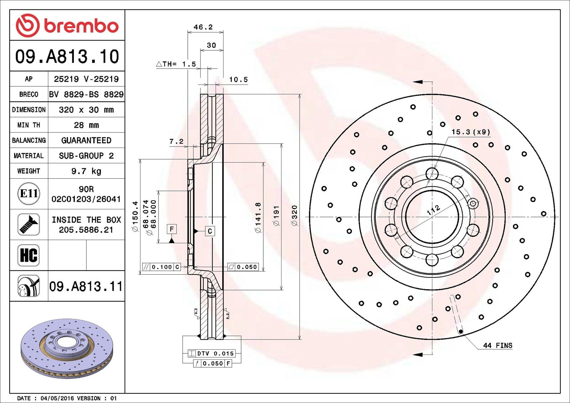 09A81311 Brembo Disco do freio dianteiro