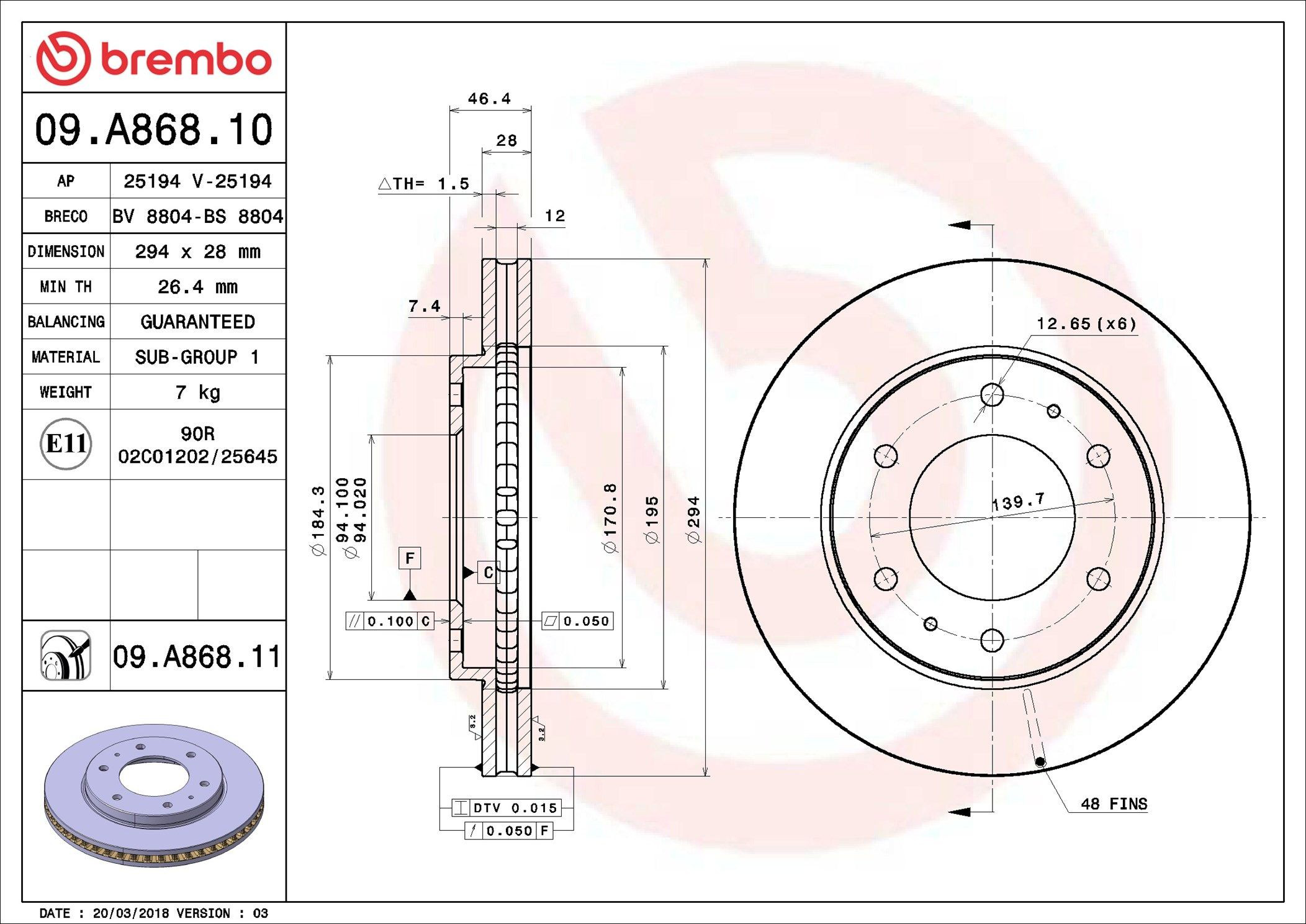 Disco do freio dianteiro Brembo 09A86810 preço, a partir de 77,50 USD