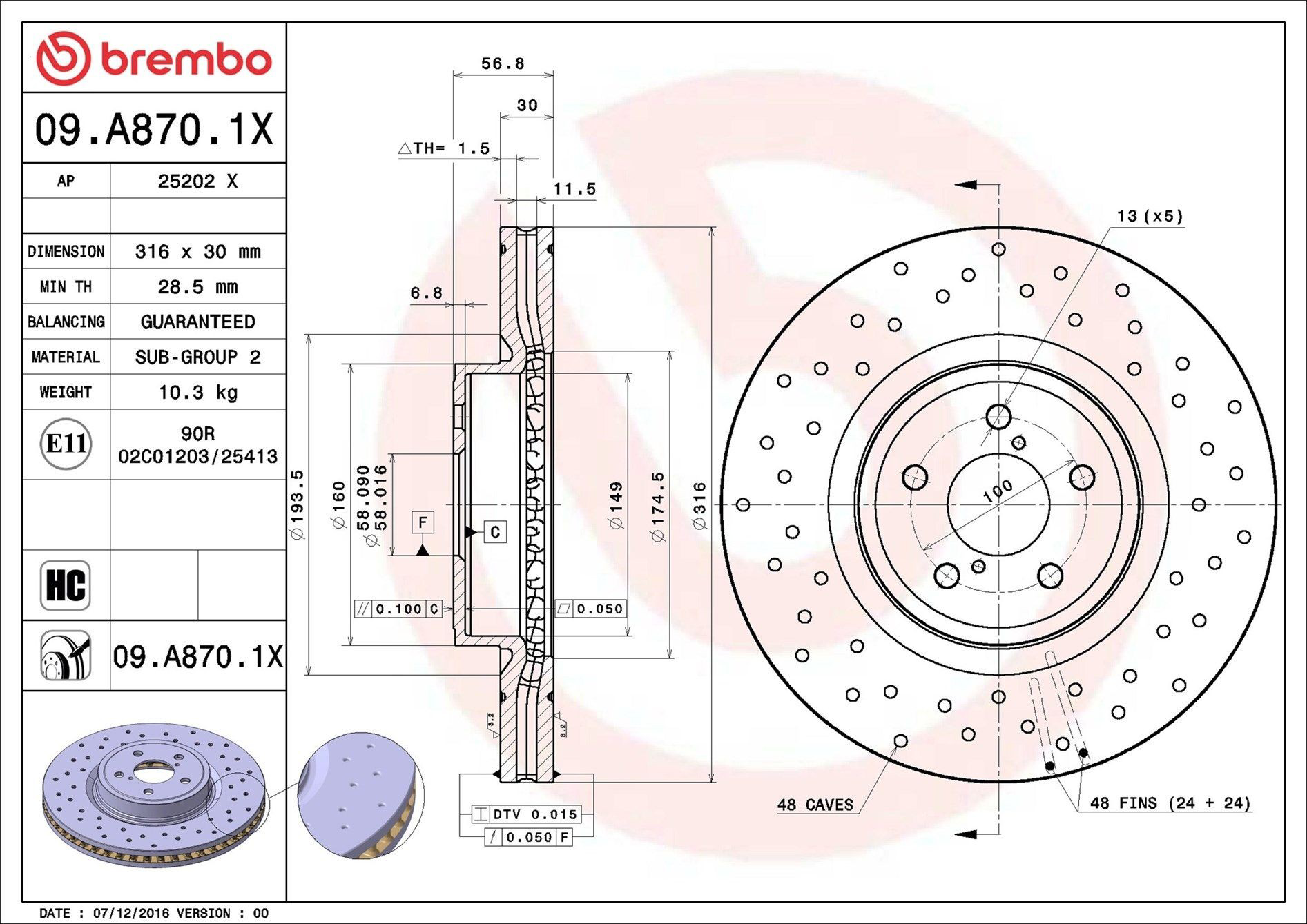 Disco do freio dianteiro Brembo 09A8701X preço, a partir de 100,72 USD