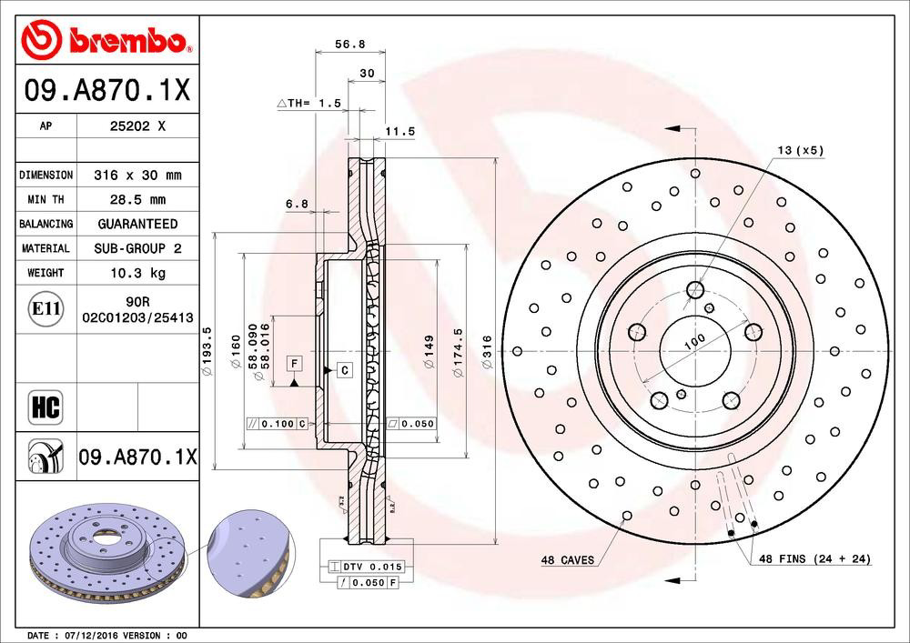 Compre 09A8701X Brembo Disco do freio dianteiro