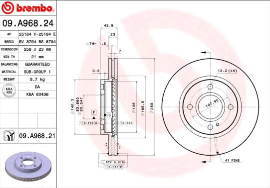 09A96824 Brembo Disco do freio dianteiro