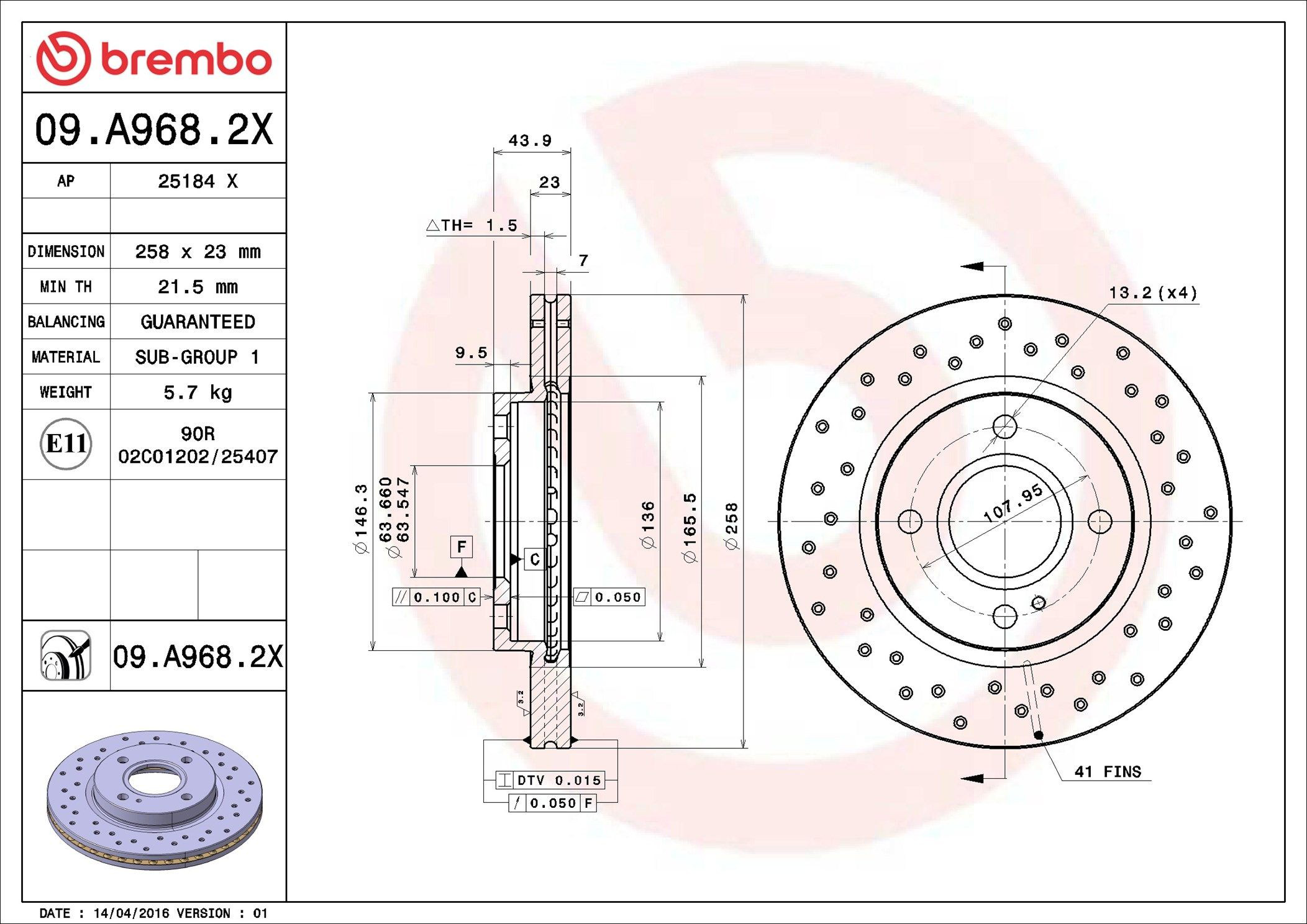 Disco do freio dianteiro Brembo 09A9682X preço, a partir de 47,67 USD