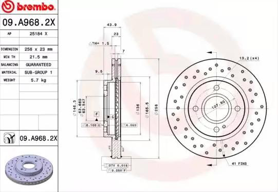 Disco do freio dianteiro Brembo 09A9682X preço, a partir de 47,67 USD