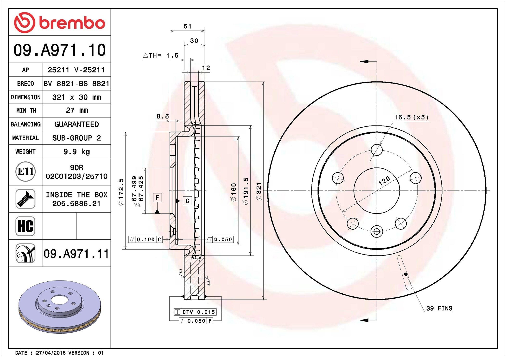 Compre 09A97111 Brembo Disco do freio dianteiro