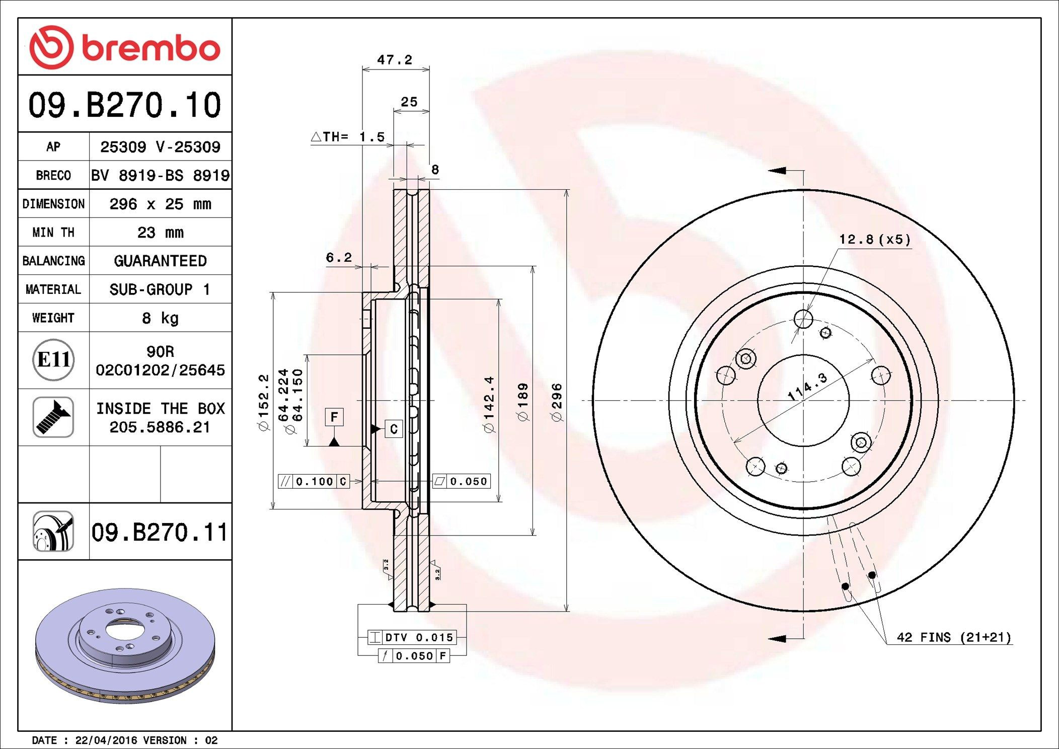 Compre 09B27010 Brembo Disco do freio dianteiro
