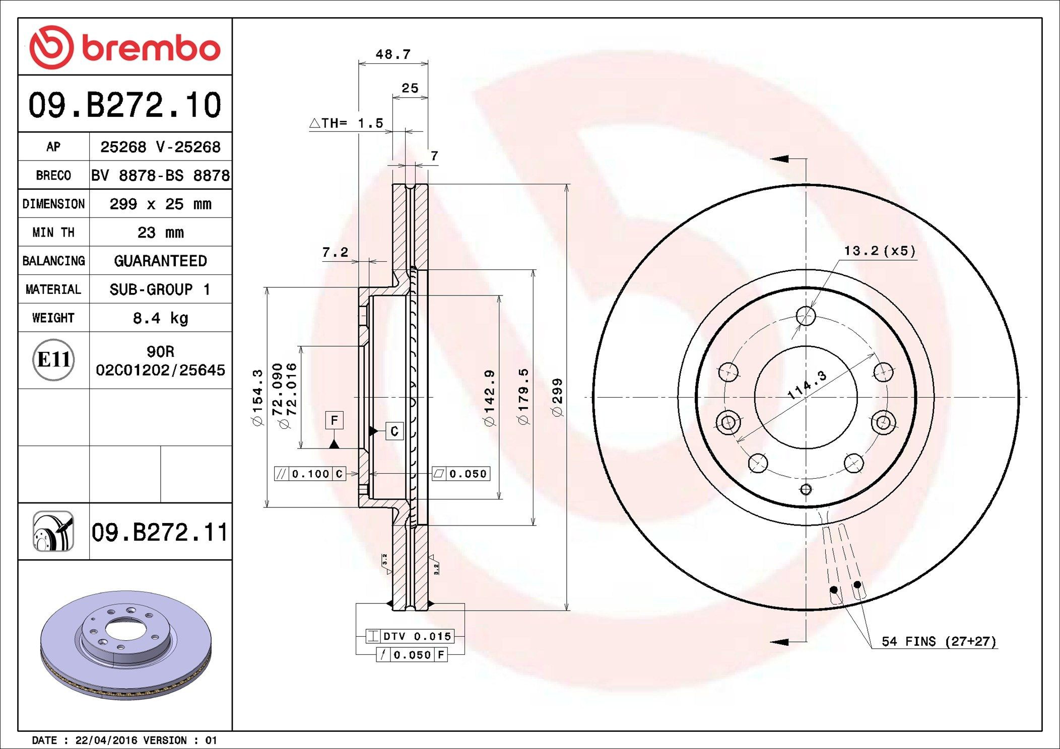 Disco do freio dianteiro Brembo 09B27210 preço, a partir de 53,45 USD