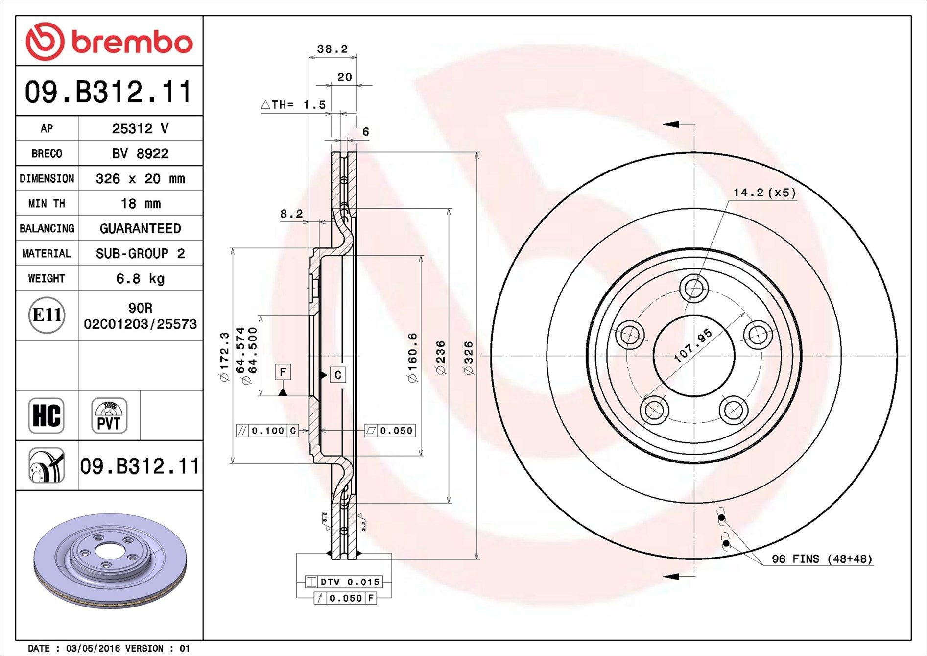 Disco do freio traseiro Brembo 09B31211 preço, a partir de 56,27 USD