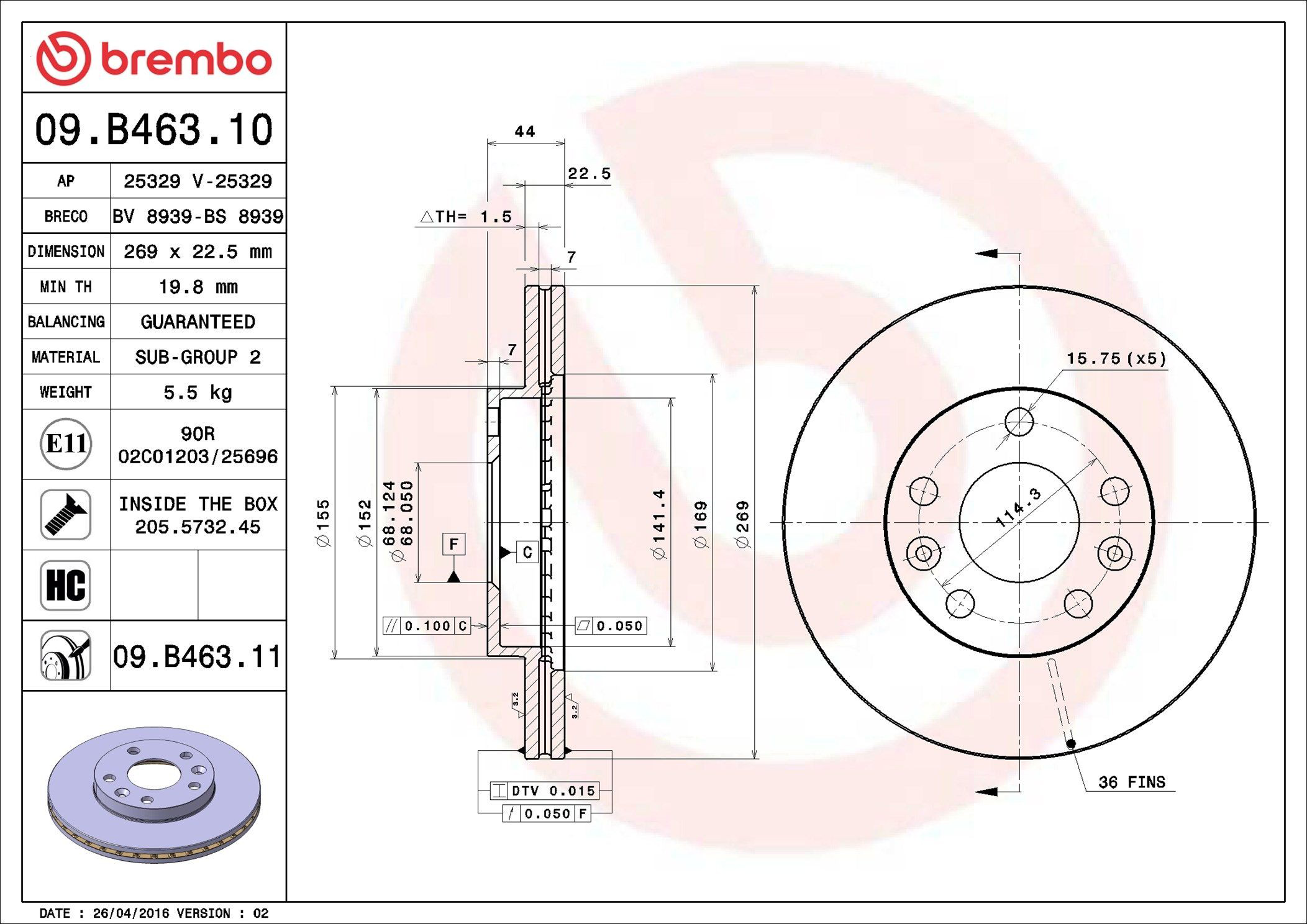 Disco do freio dianteiro Brembo 09B46310 preço, a partir de 44,03 USD