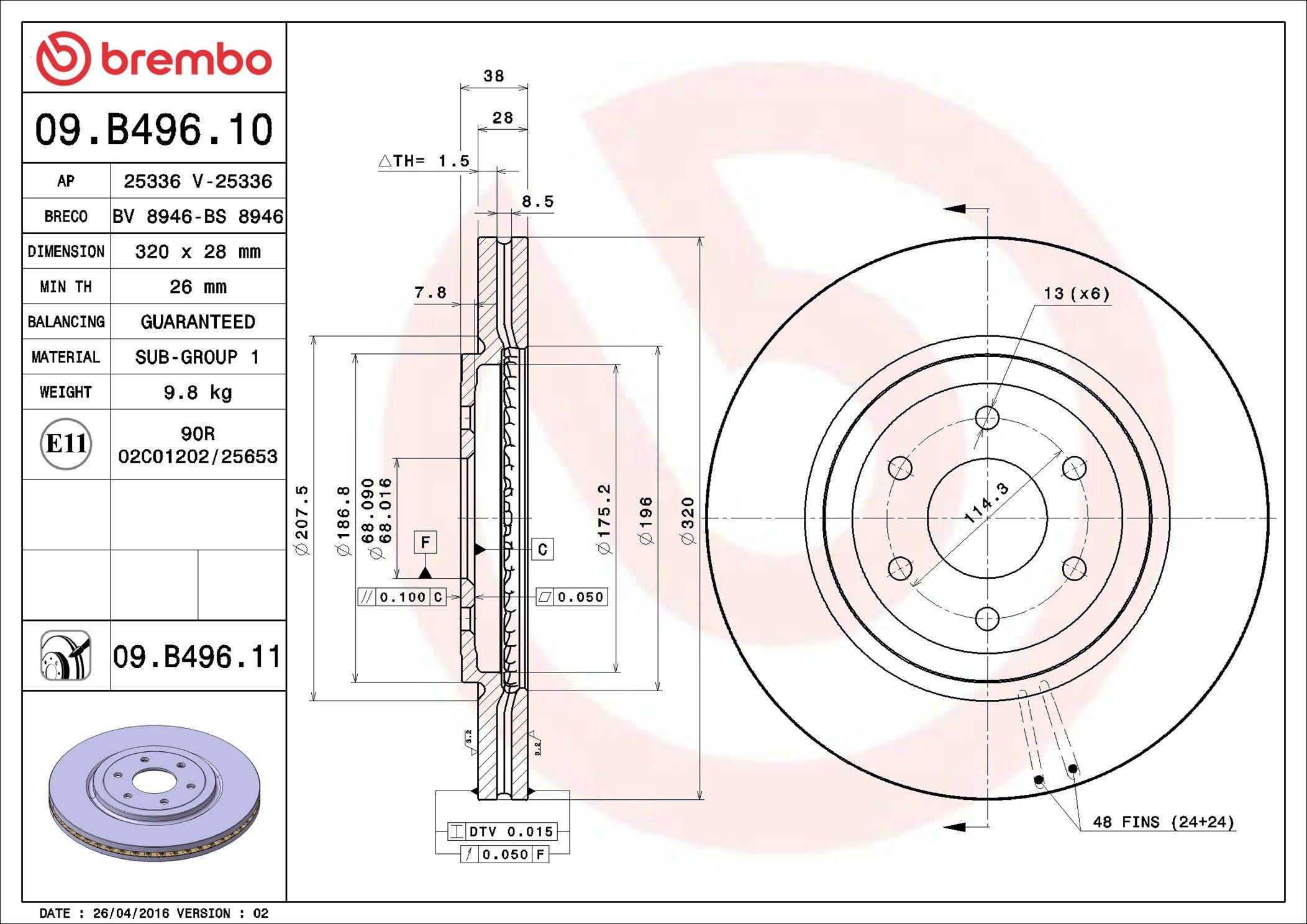 Compre 09B49610 Brembo Disco do freio dianteiro