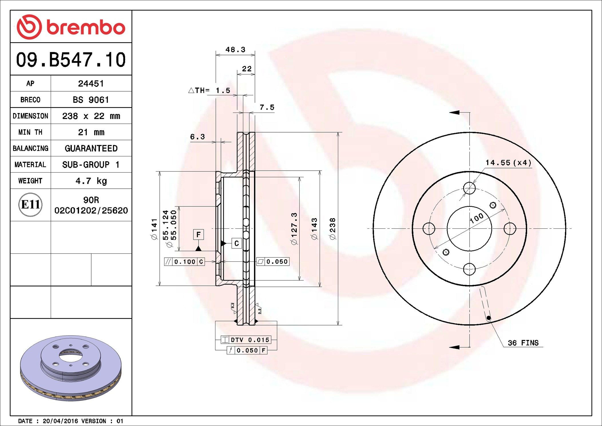 Compre 09B54710 Brembo Disco do freio dianteiro