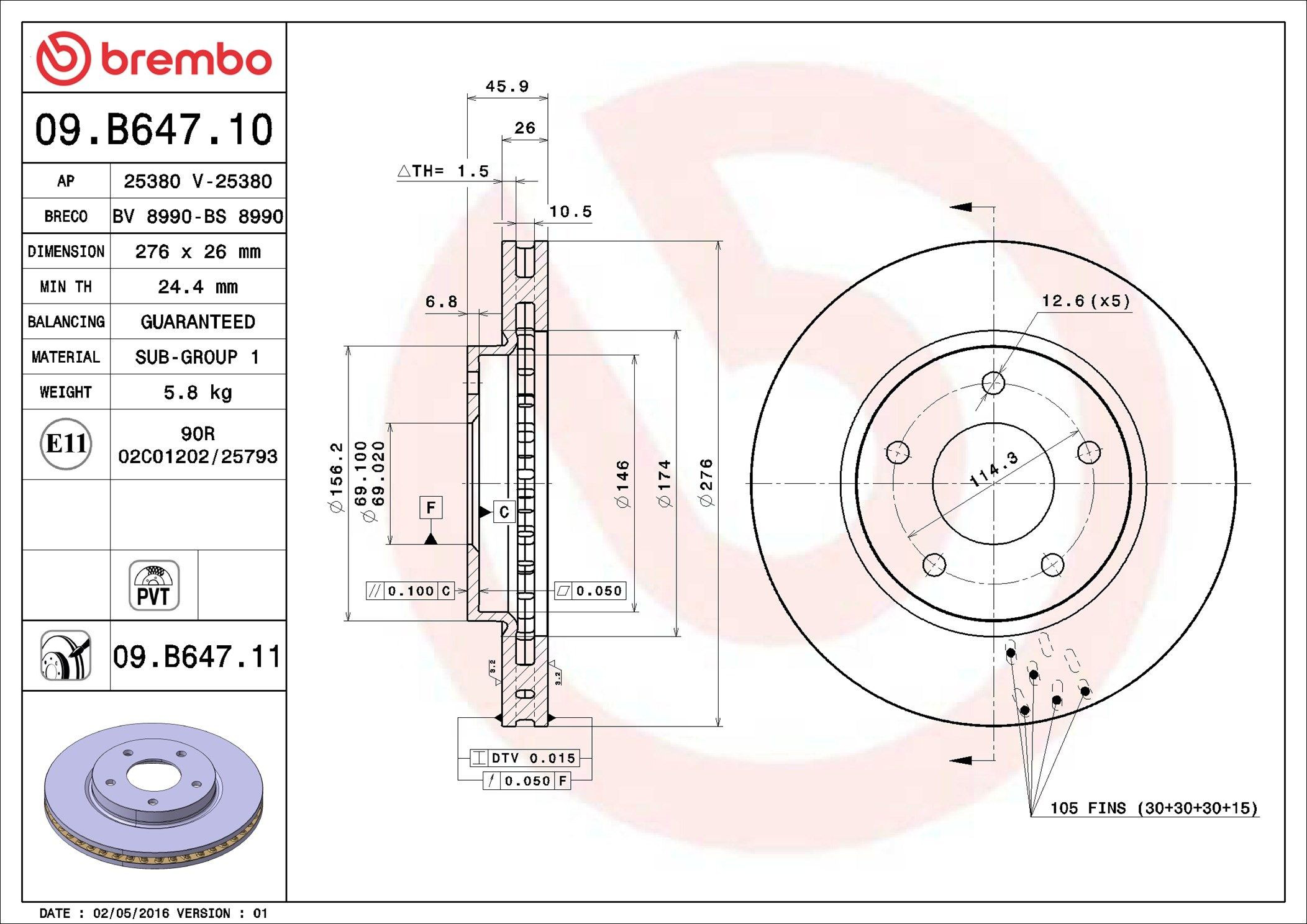 Disco do freio dianteiro Brembo 09B64710 preço, a partir de 42,93 USD
