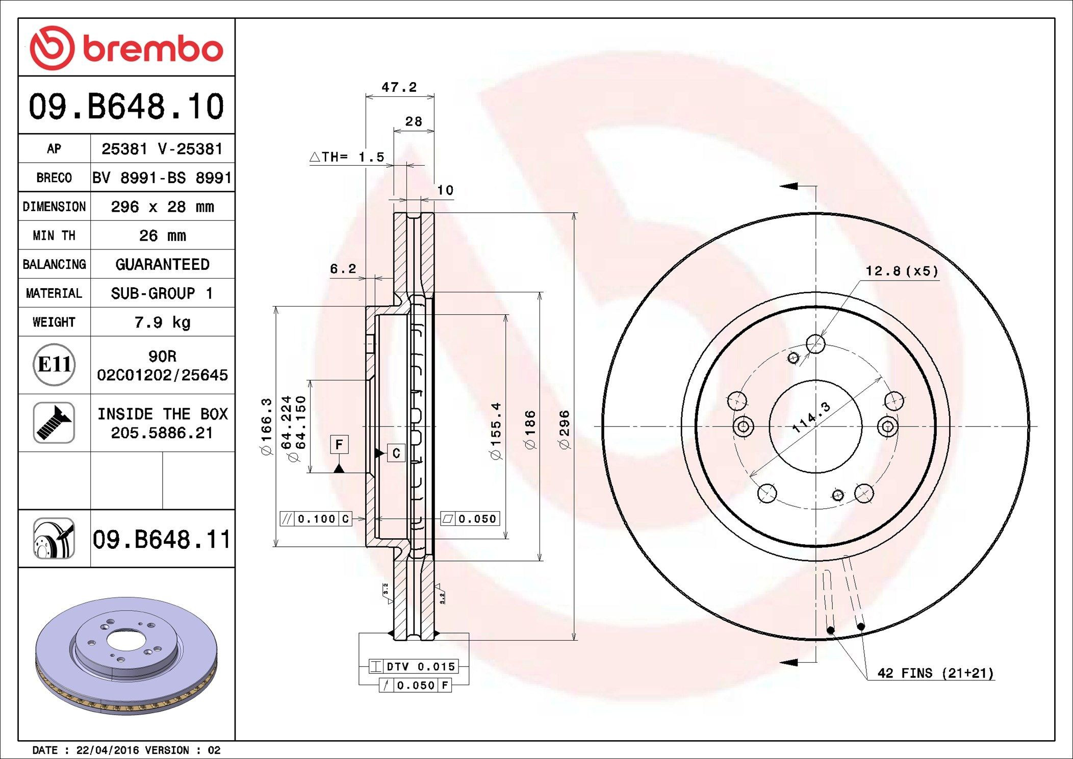 Disco do freio dianteiro Brembo 09B64810 preço, a partir de 62,47 USD