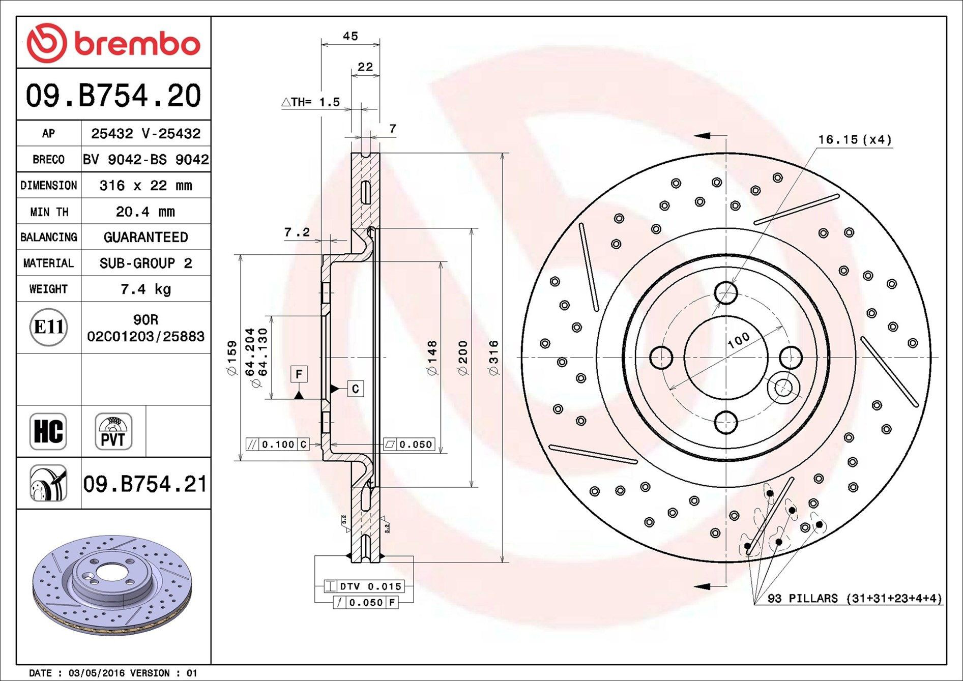 Compre 09B75421 Brembo Disco do freio dianteiro