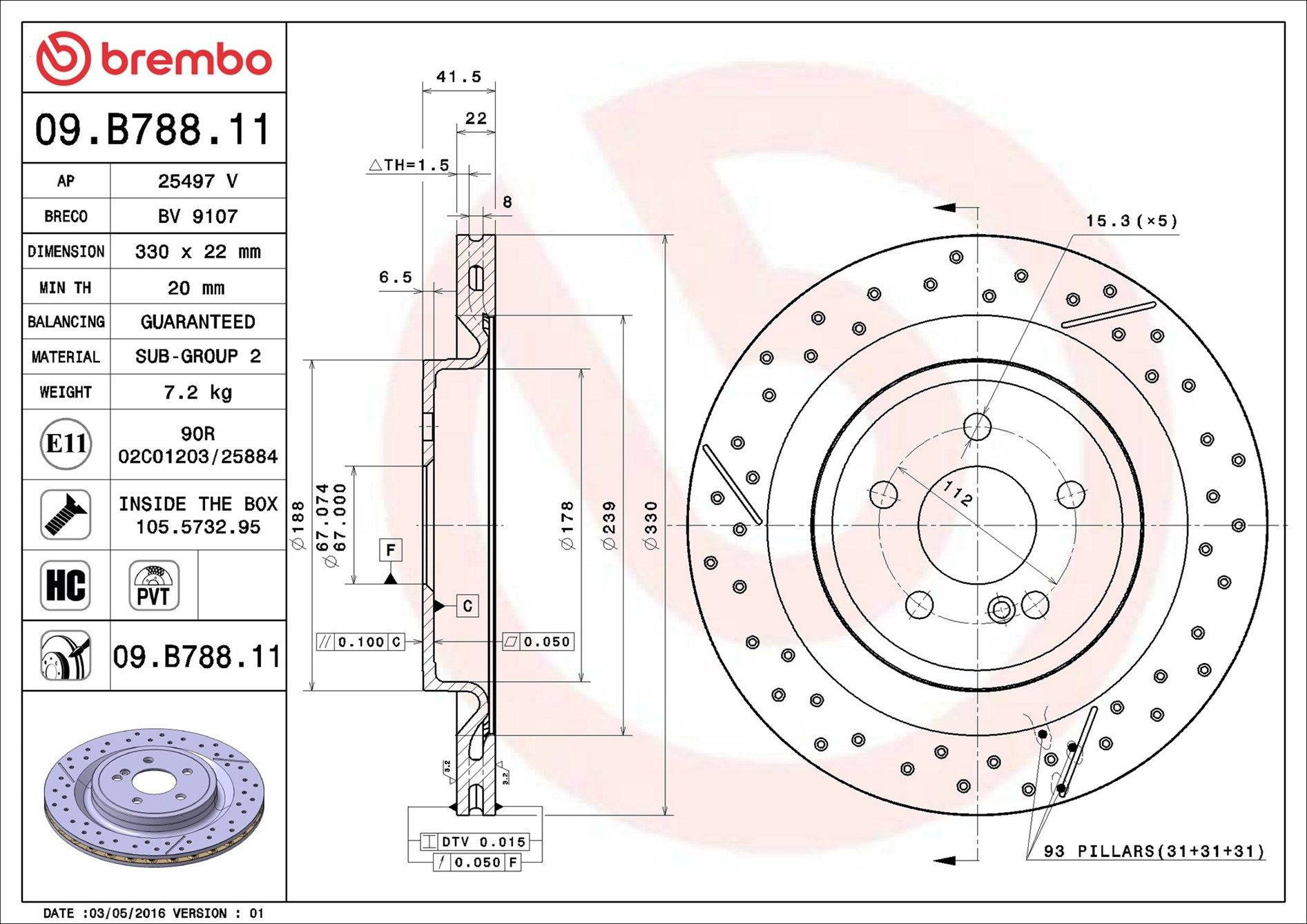 Disco do freio traseiro Brembo 09B78811 preço, a partir de 103,22 USD