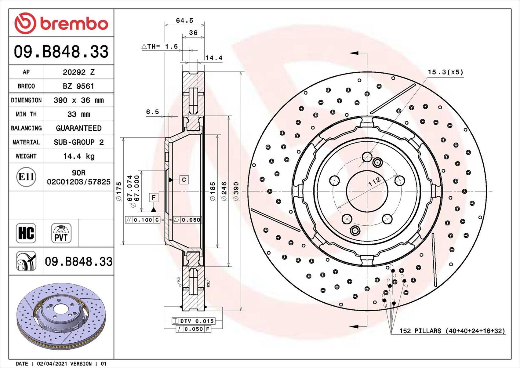 Compre 09B84833 Brembo Disco do freio dianteiro